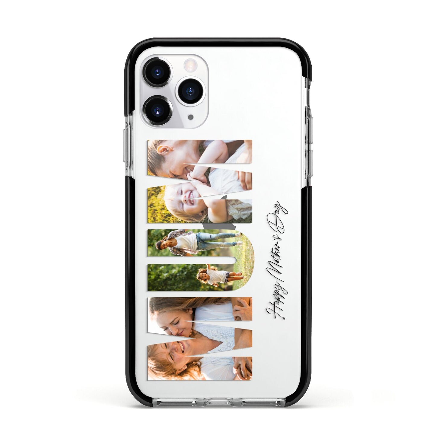 Mum Letters Photo Upload Apple iPhone 11 Pro in Silver with Black Impact Case