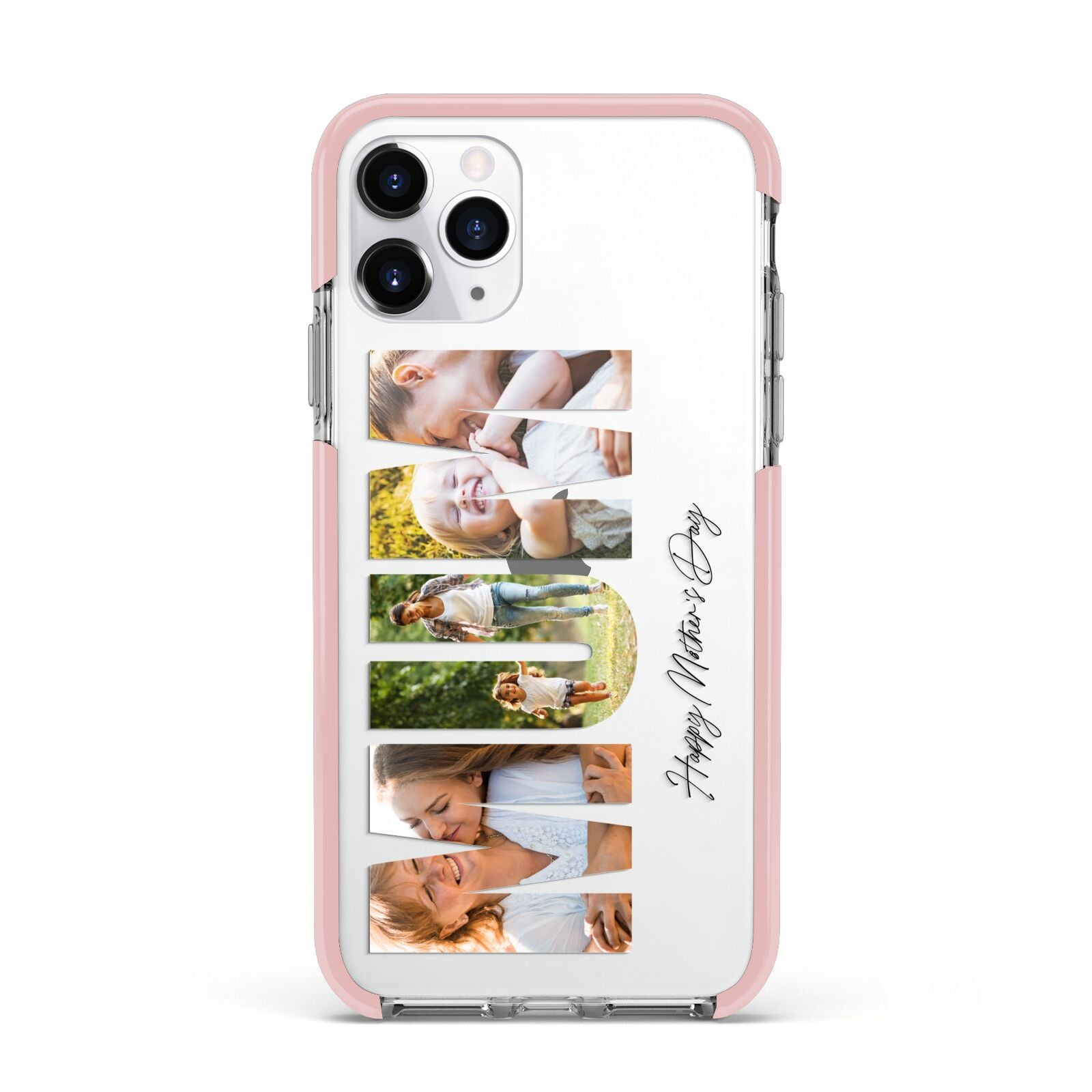 Mum Letters Photo Upload Apple iPhone 11 Pro in Silver with Pink Impact Case