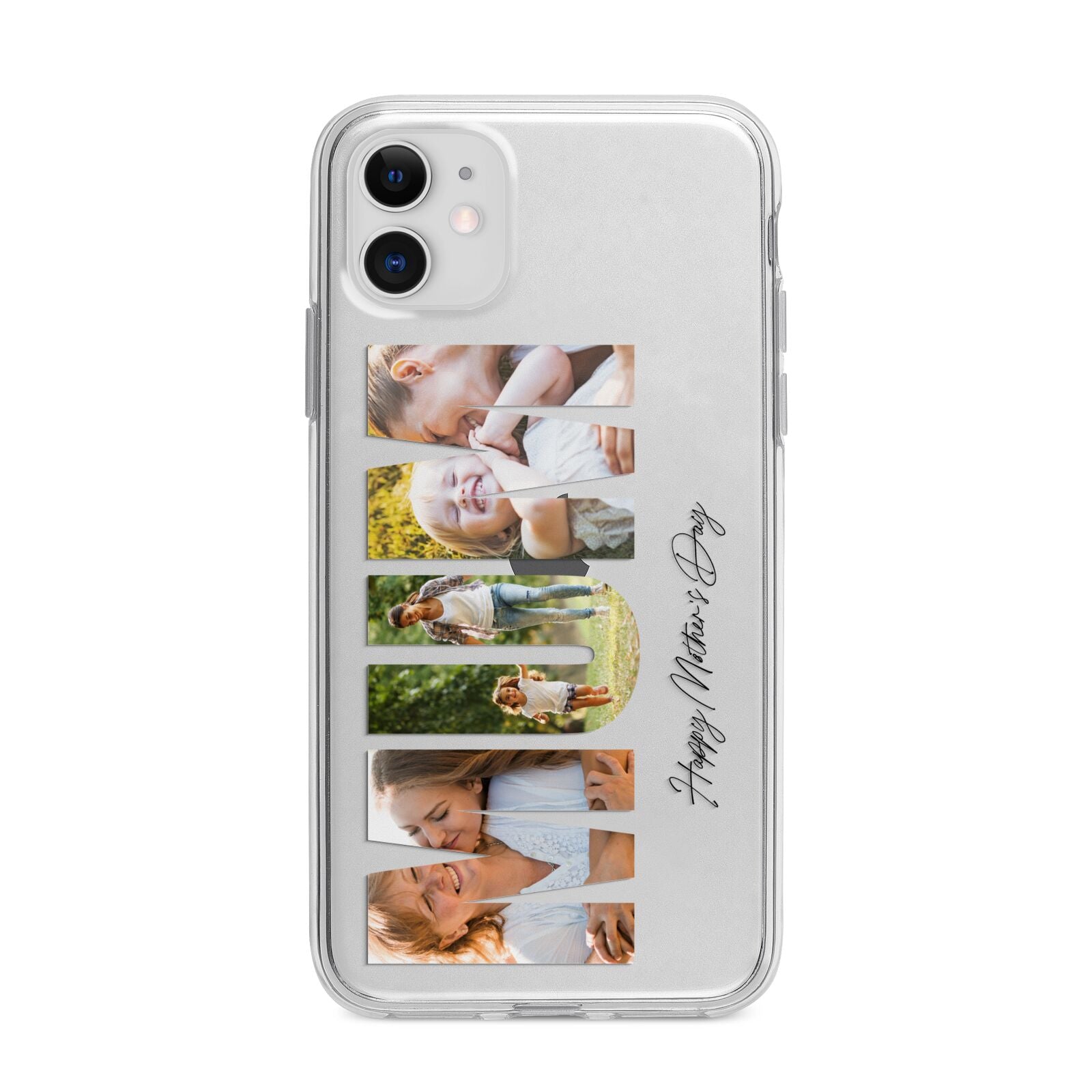 Mum Letters Photo Upload Apple iPhone 11 in White with Bumper Case