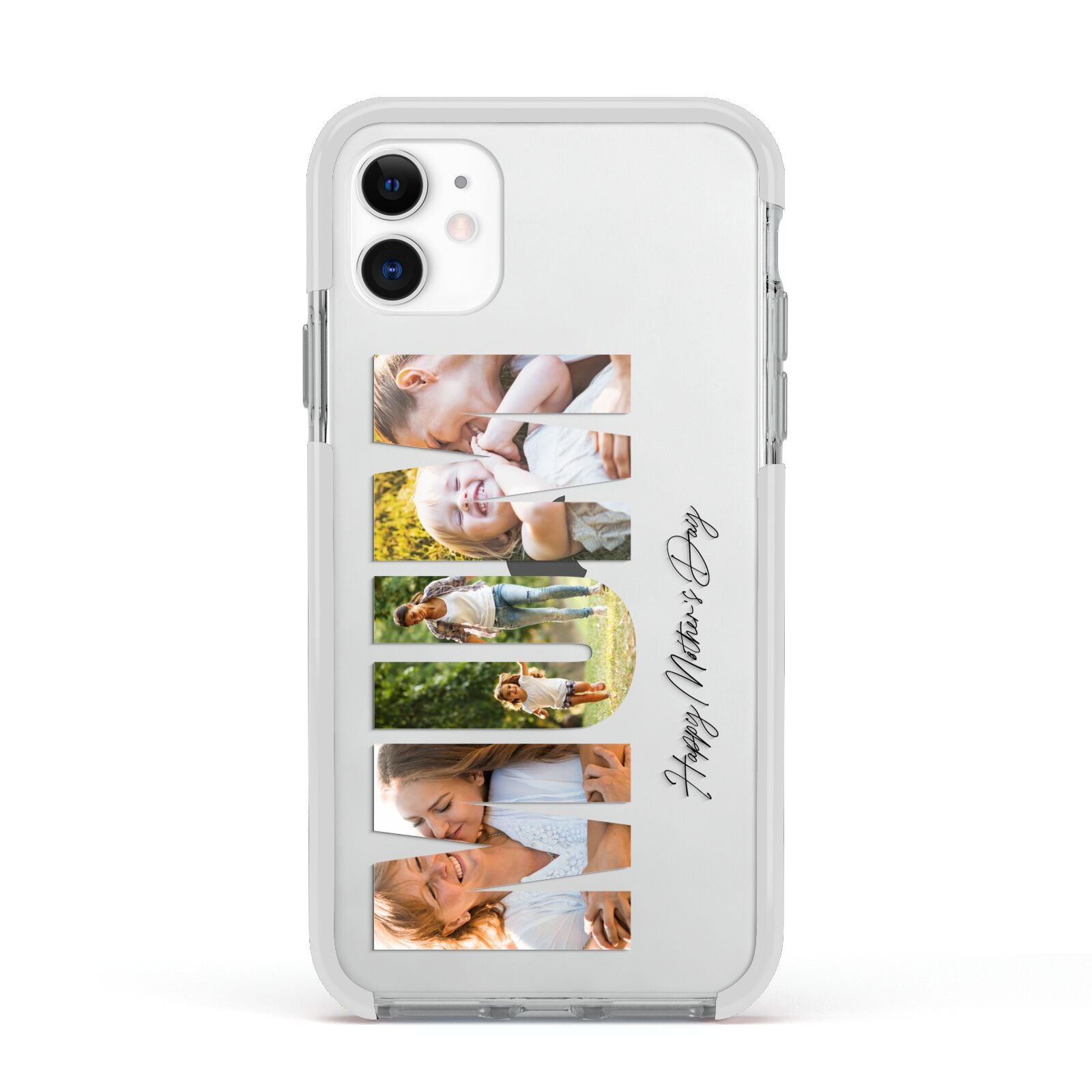 Mum Letters Photo Upload Apple iPhone 11 in White with White Impact Case