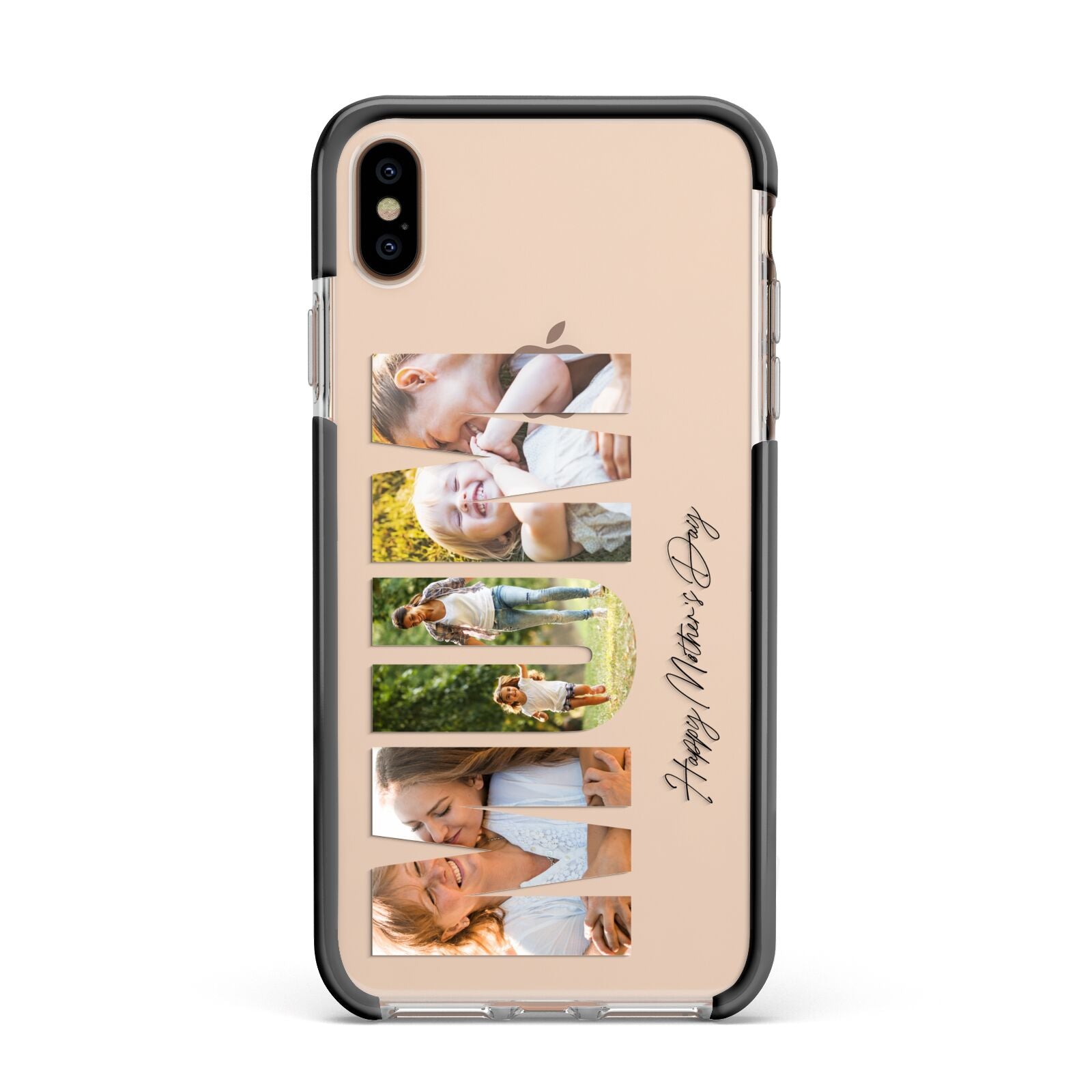 Mum Letters Photo Upload Apple iPhone Xs Max Impact Case Black Edge on Gold Phone