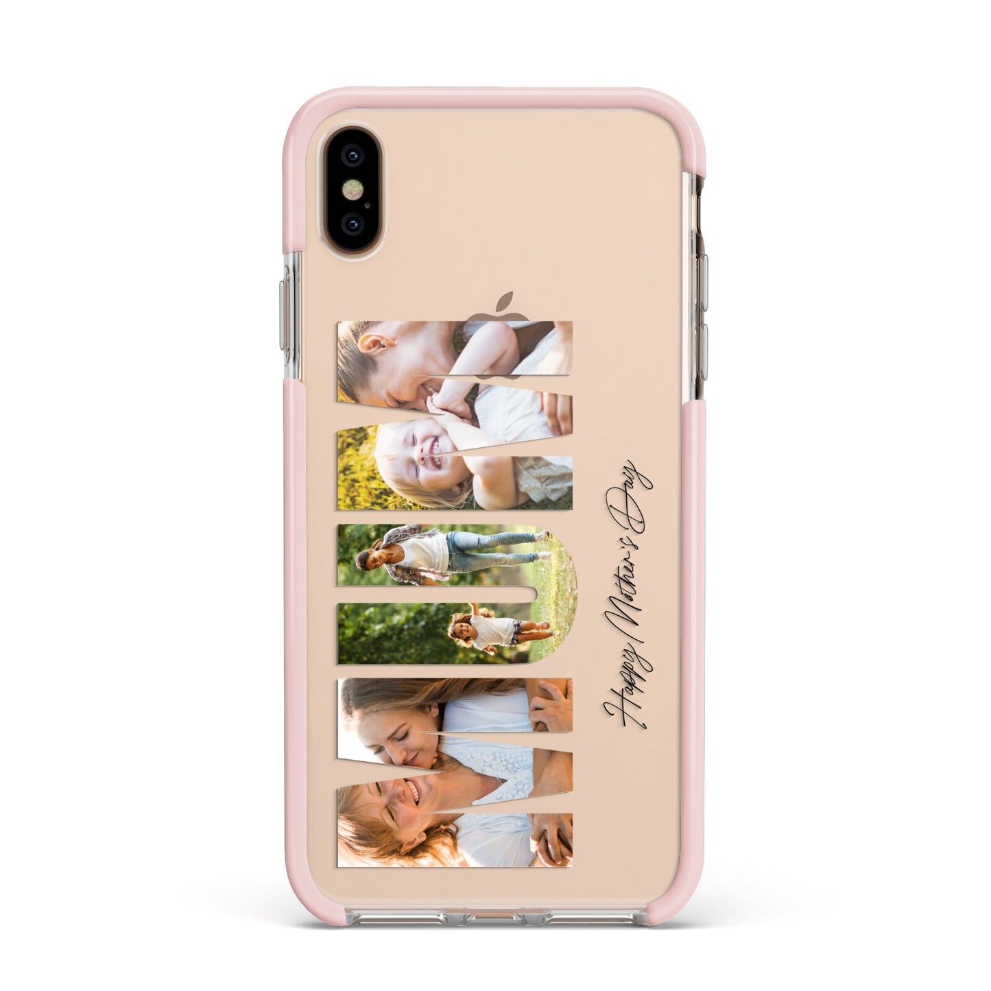 Mum Letters Photo Upload Apple iPhone Xs Max Impact Case Pink Edge on Gold Phone