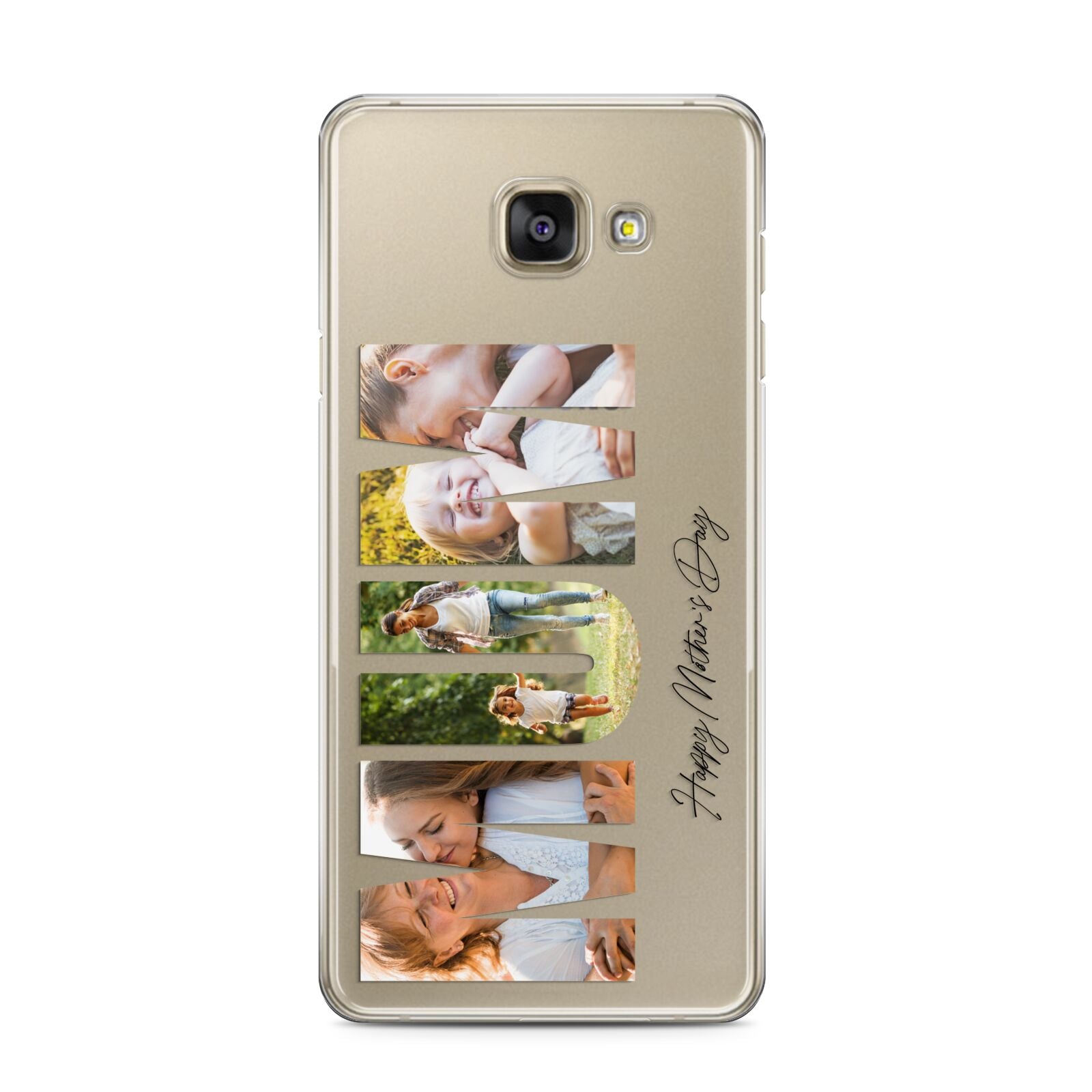 Mum Letters Photo Upload Samsung Galaxy A3 2016 Case on gold phone