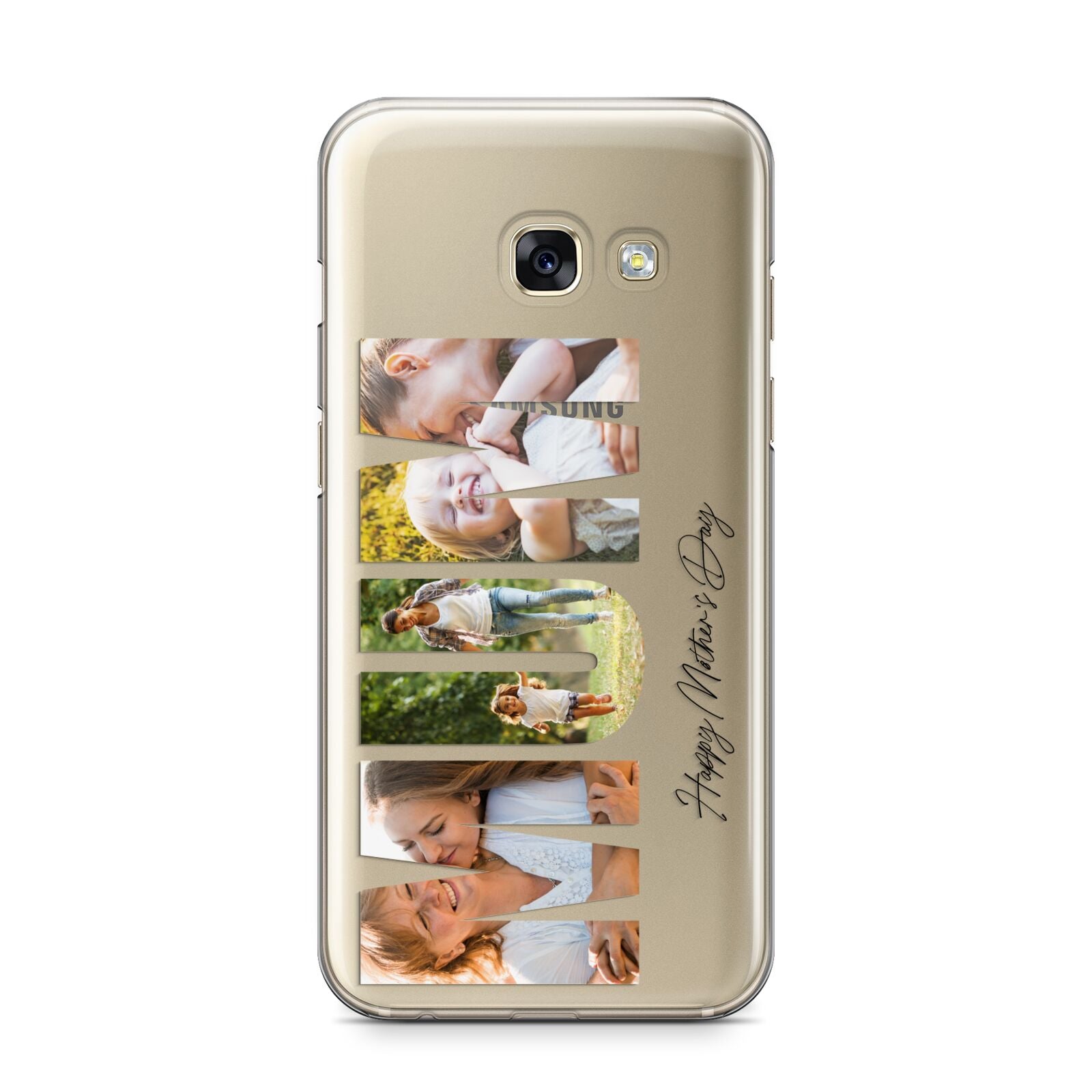 Mum Letters Photo Upload Samsung Galaxy A3 2017 Case on gold phone