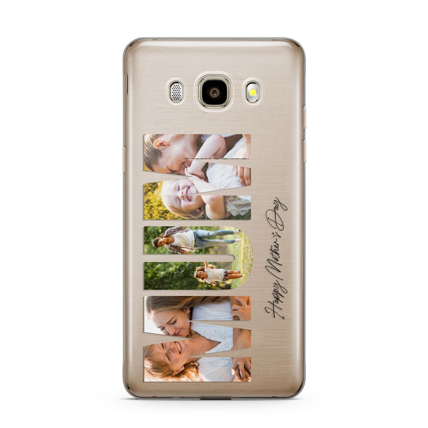 Mum Letters Photo Upload Samsung Galaxy J7 2016 Case on gold phone