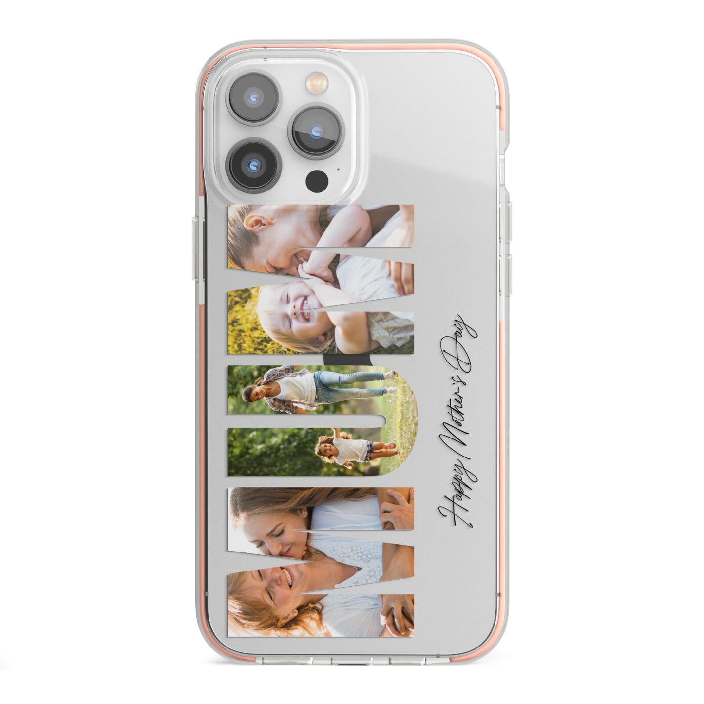 Mum Letters Photo Upload iPhone 13 Pro Max TPU Impact Case with Pink Edges