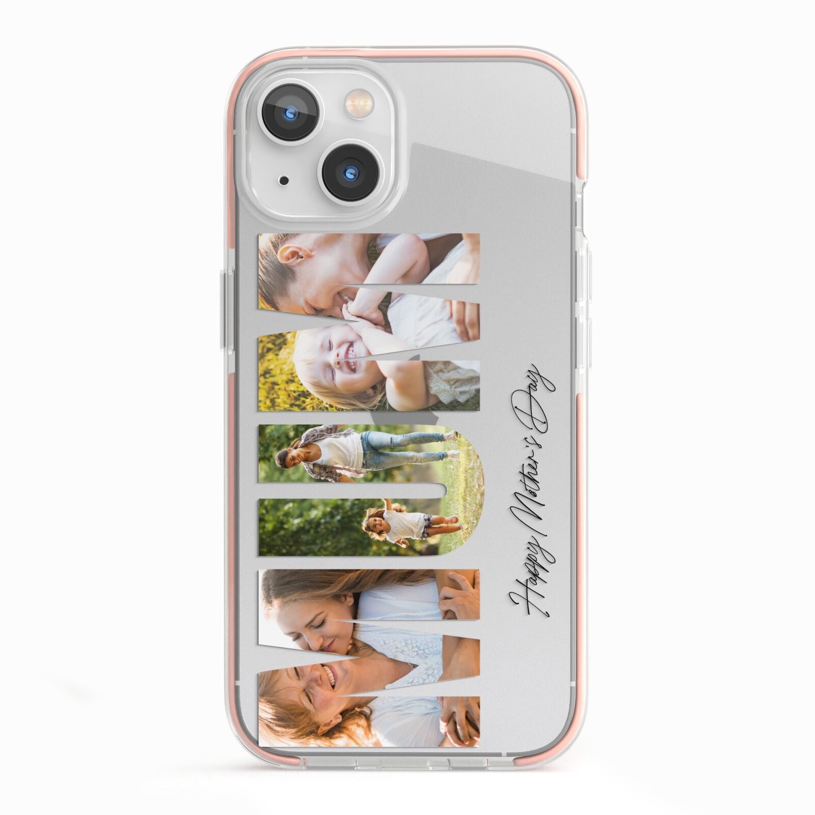 Mum Letters Photo Upload iPhone 13 TPU Impact Case with Pink Edges