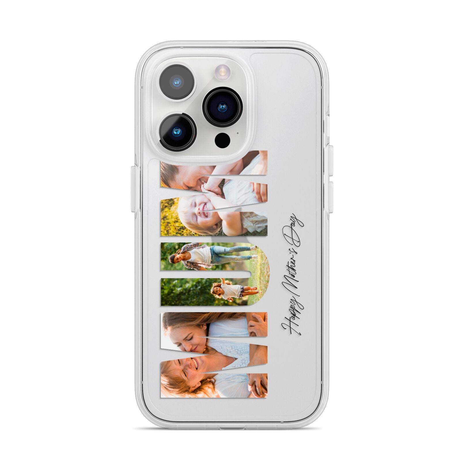 Mum Letters Photo Upload iPhone 14 Pro Clear Tough Case Silver