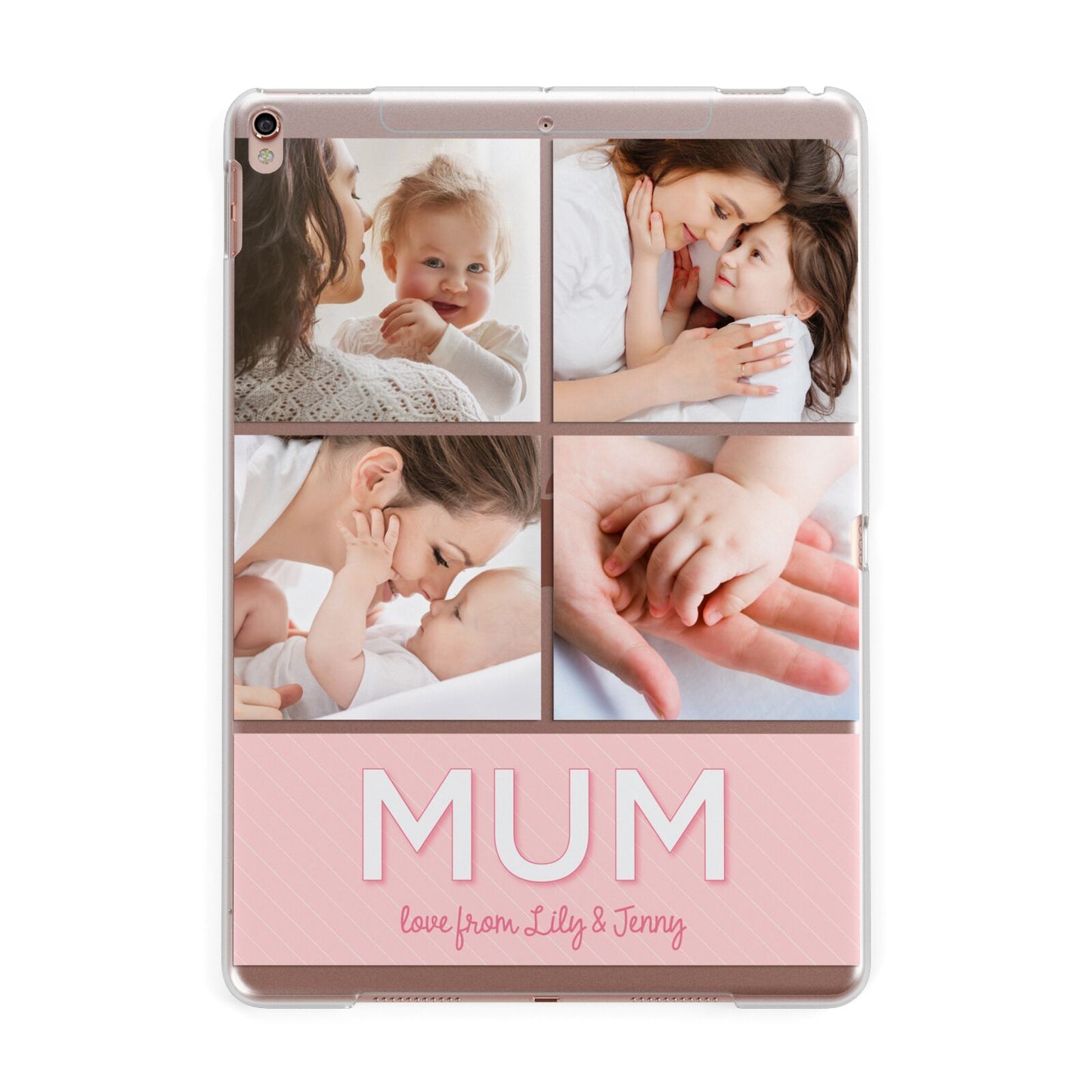 Mum Pink Mothers Day Multi Photo Apple iPad Rose Gold Case