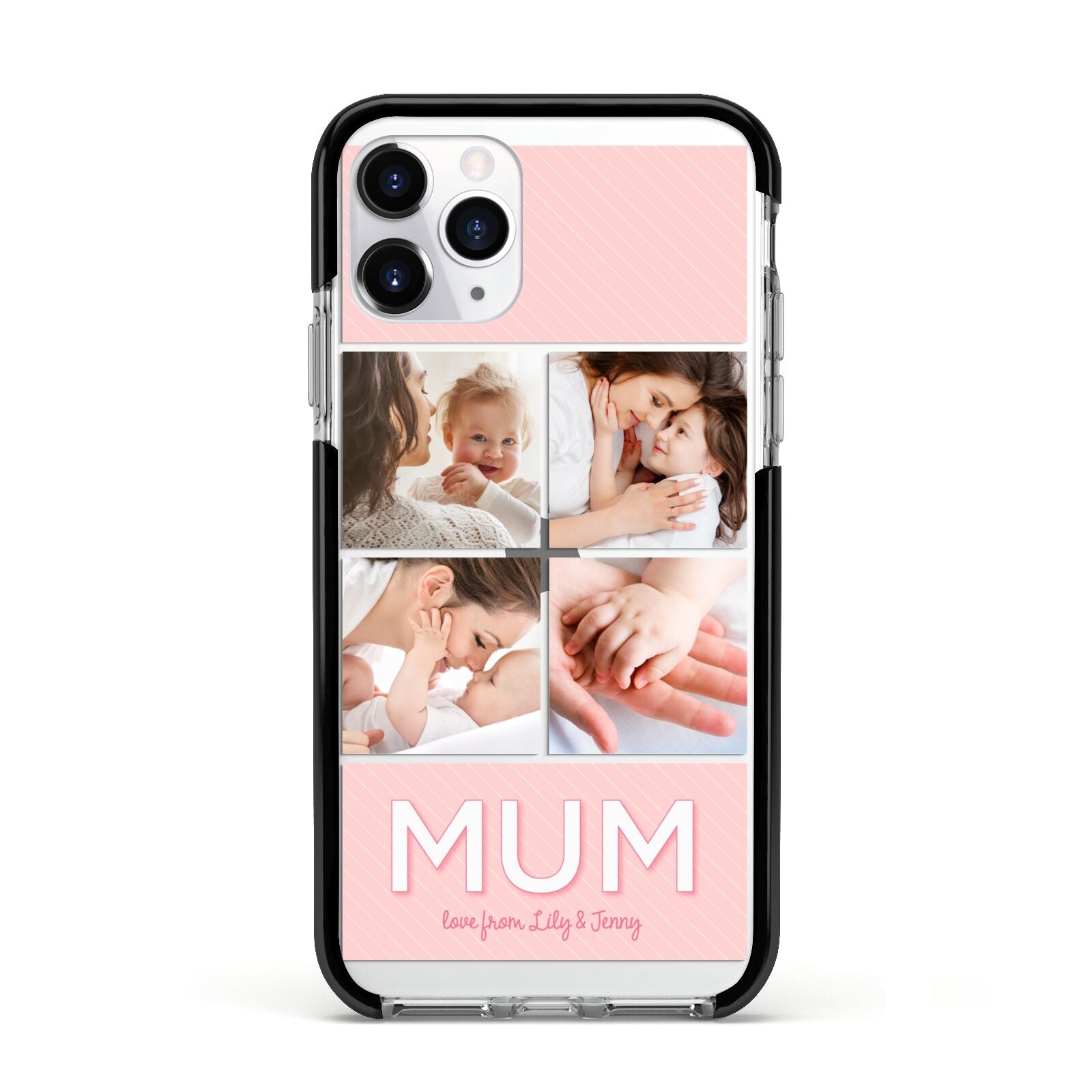 Mum Pink Mothers Day Multi Photo Apple iPhone 11 Pro in Silver with Black Impact Case