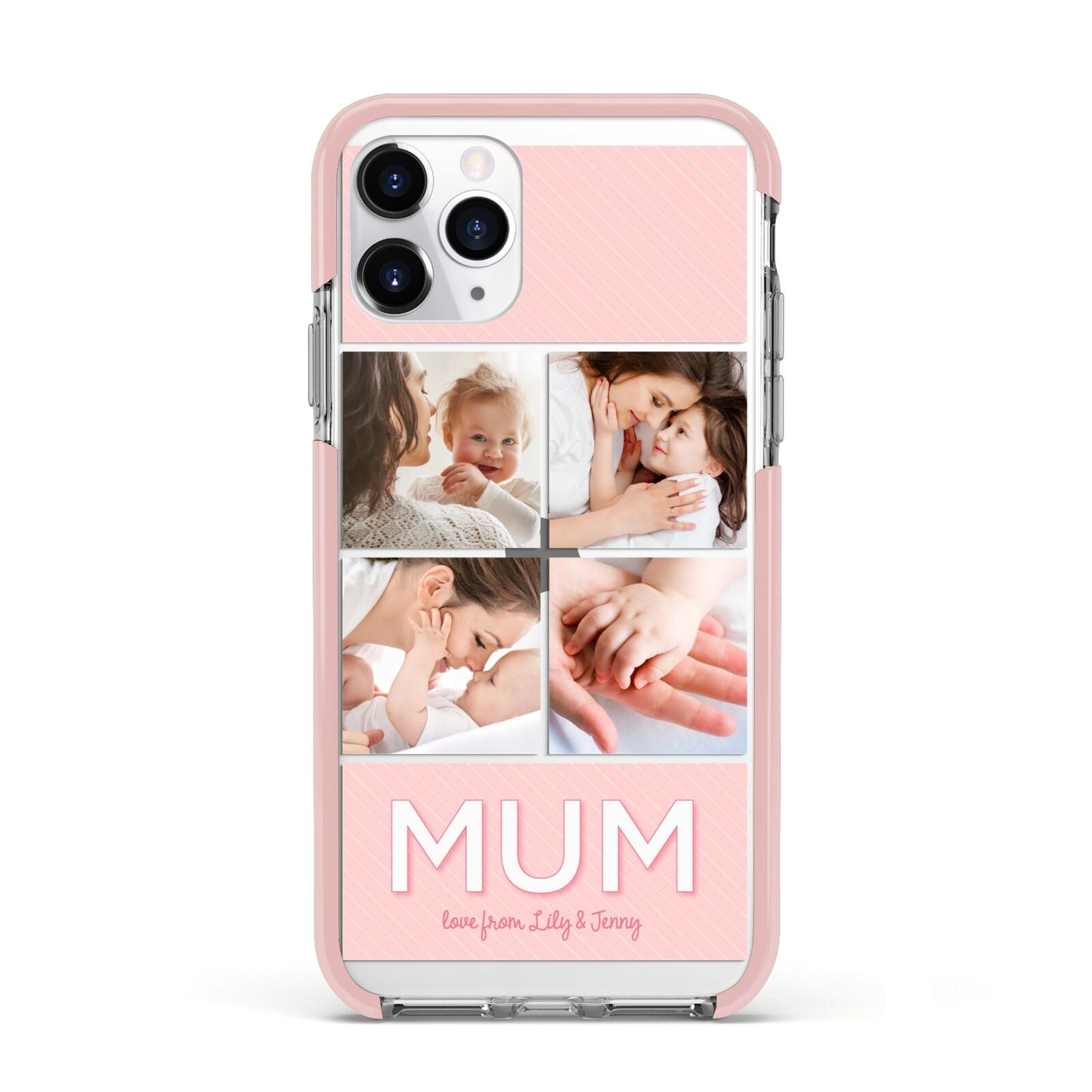 Mum Pink Mothers Day Multi Photo Apple iPhone 11 Pro in Silver with Pink Impact Case