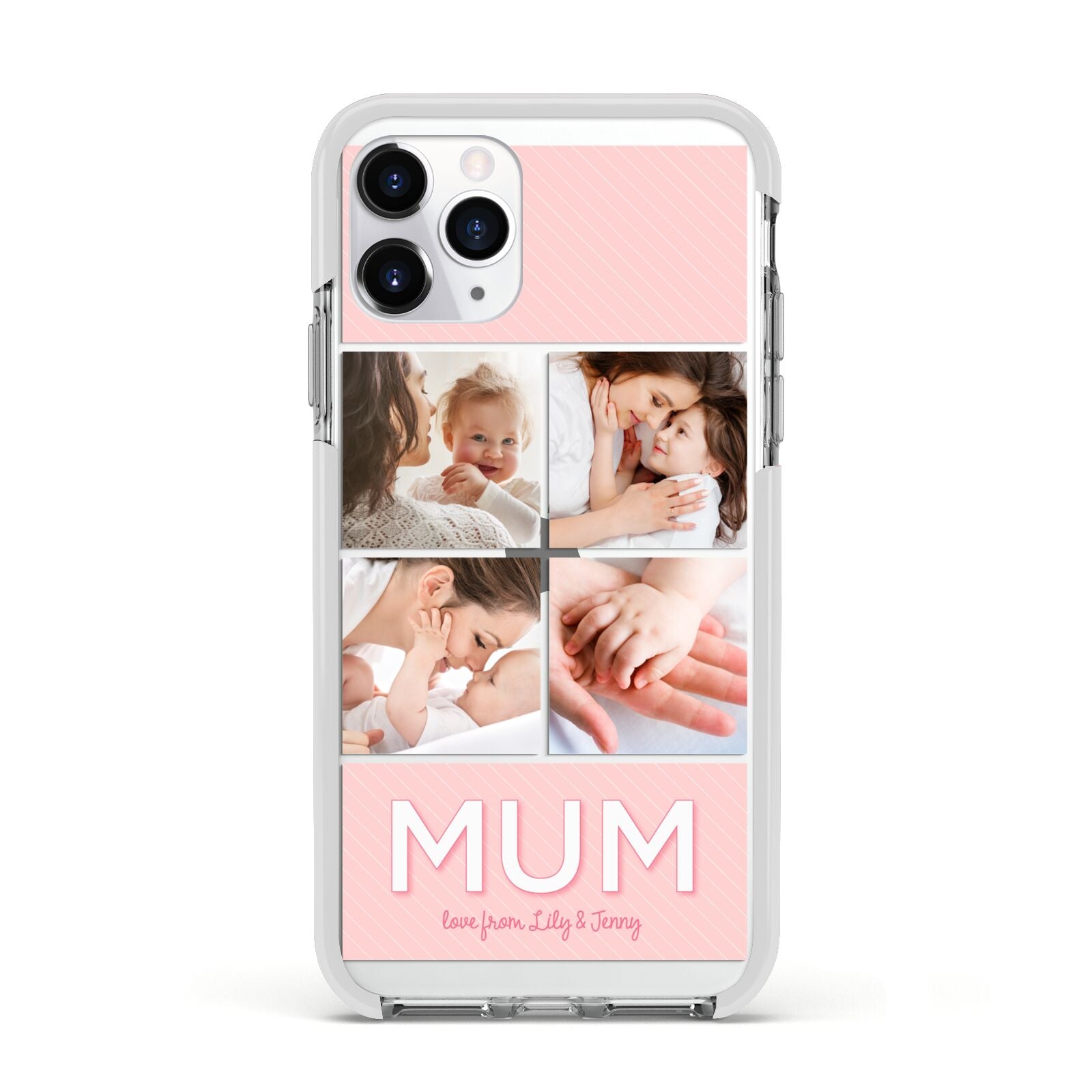 Mum Pink Mothers Day Multi Photo Apple iPhone 11 Pro in Silver with White Impact Case