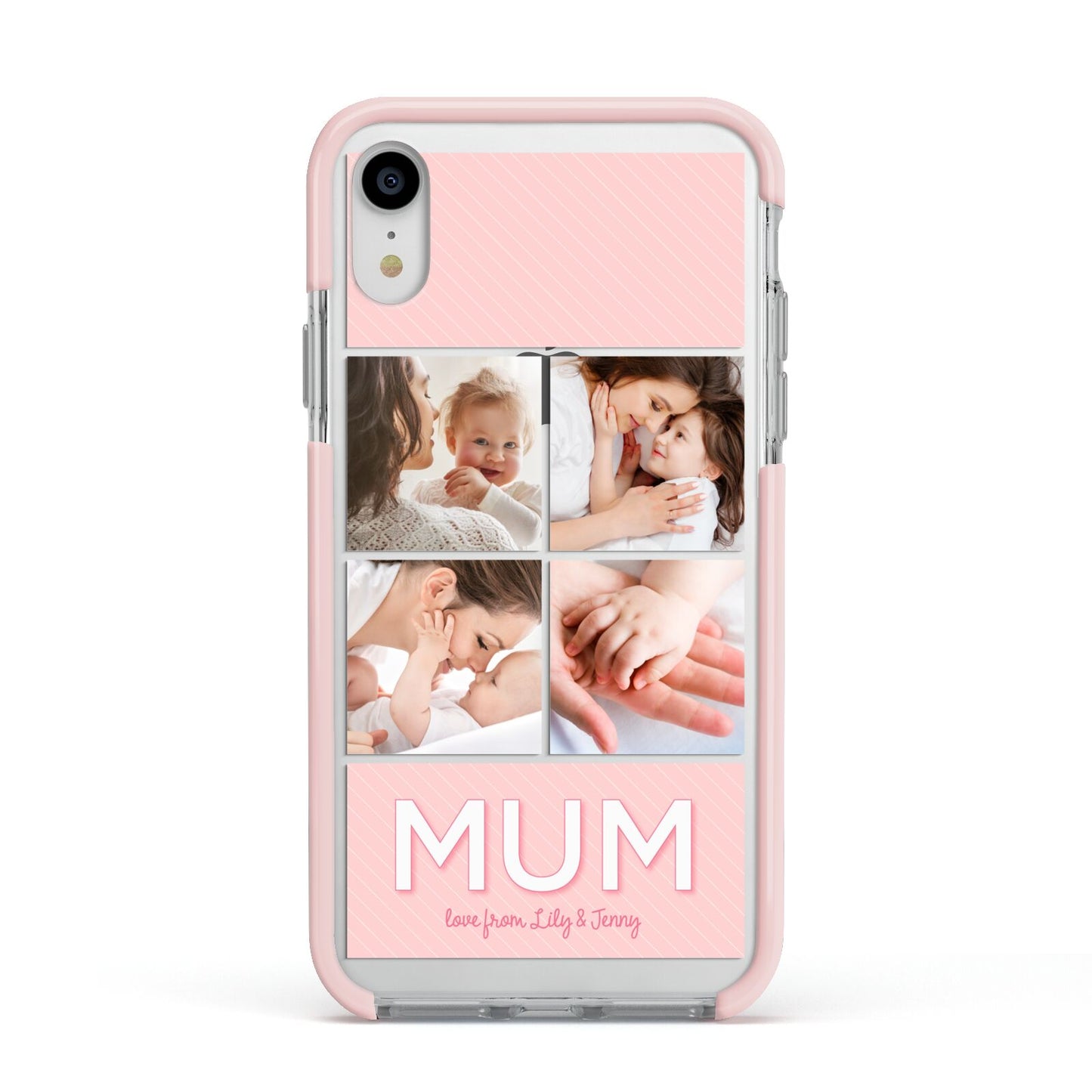 Mum Pink Mothers Day Multi Photo Apple iPhone XR Impact Case Pink Edge on Silver Phone