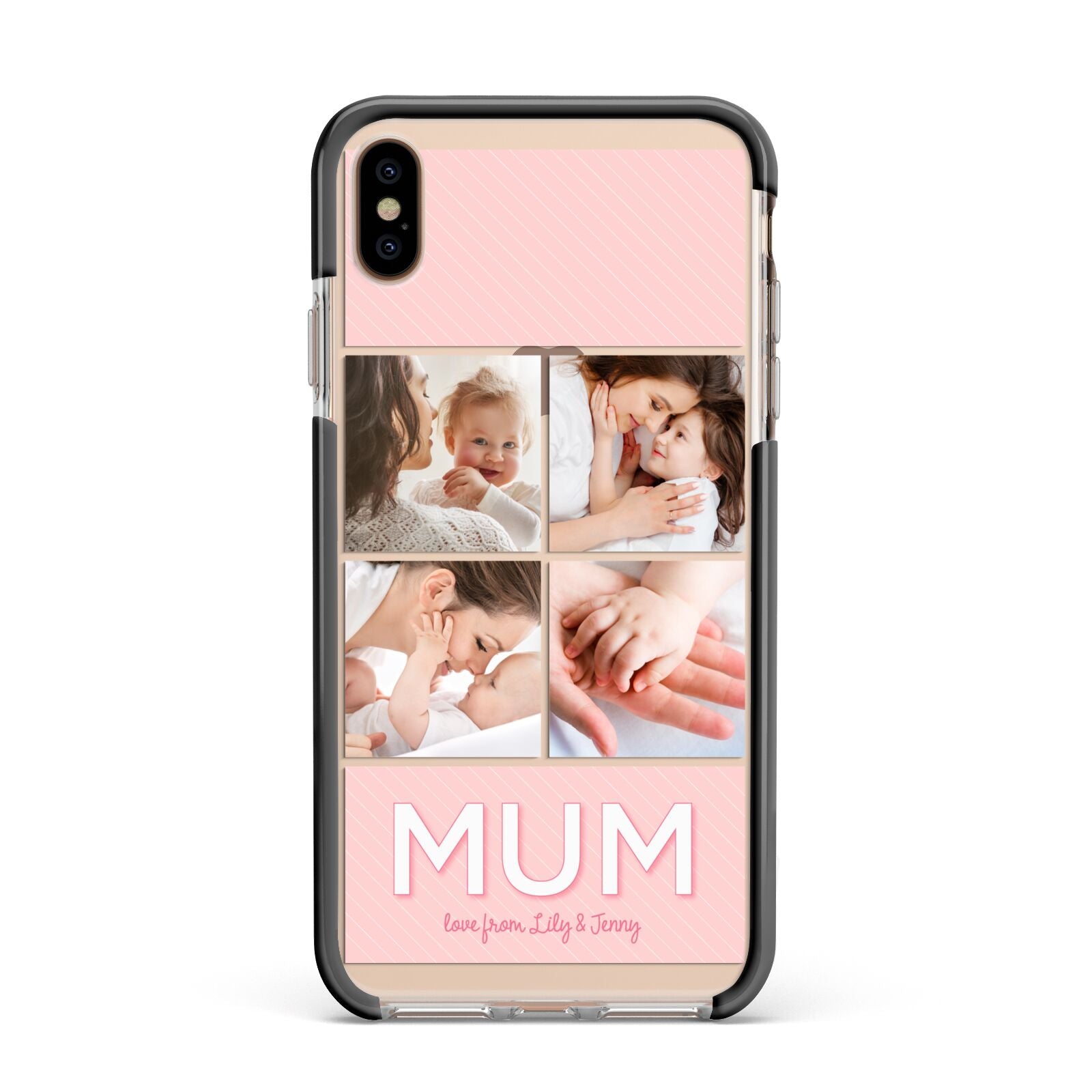 Mum Pink Mothers Day Multi Photo Apple iPhone Xs Max Impact Case Black Edge on Gold Phone