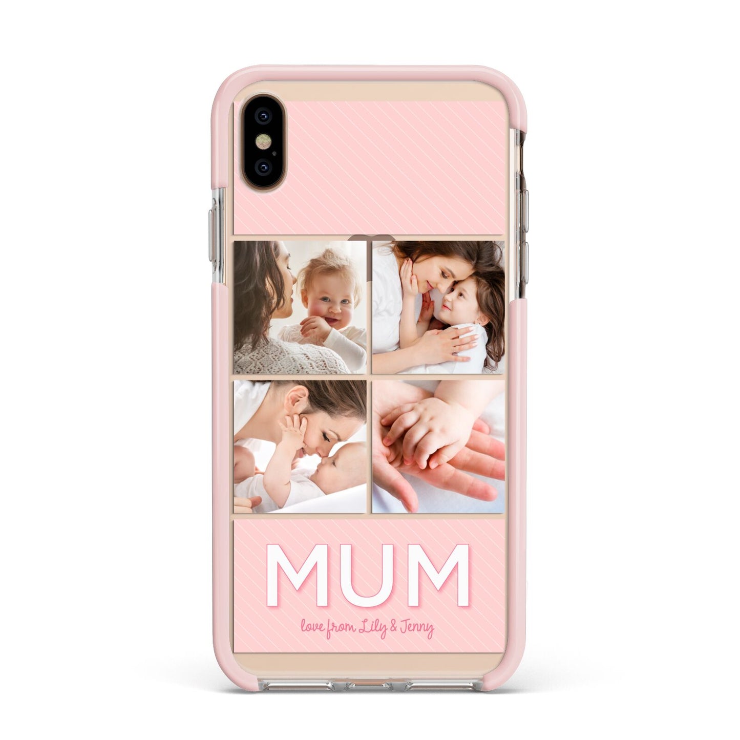 Mum Pink Mothers Day Multi Photo Apple iPhone Xs Max Impact Case Pink Edge on Gold Phone