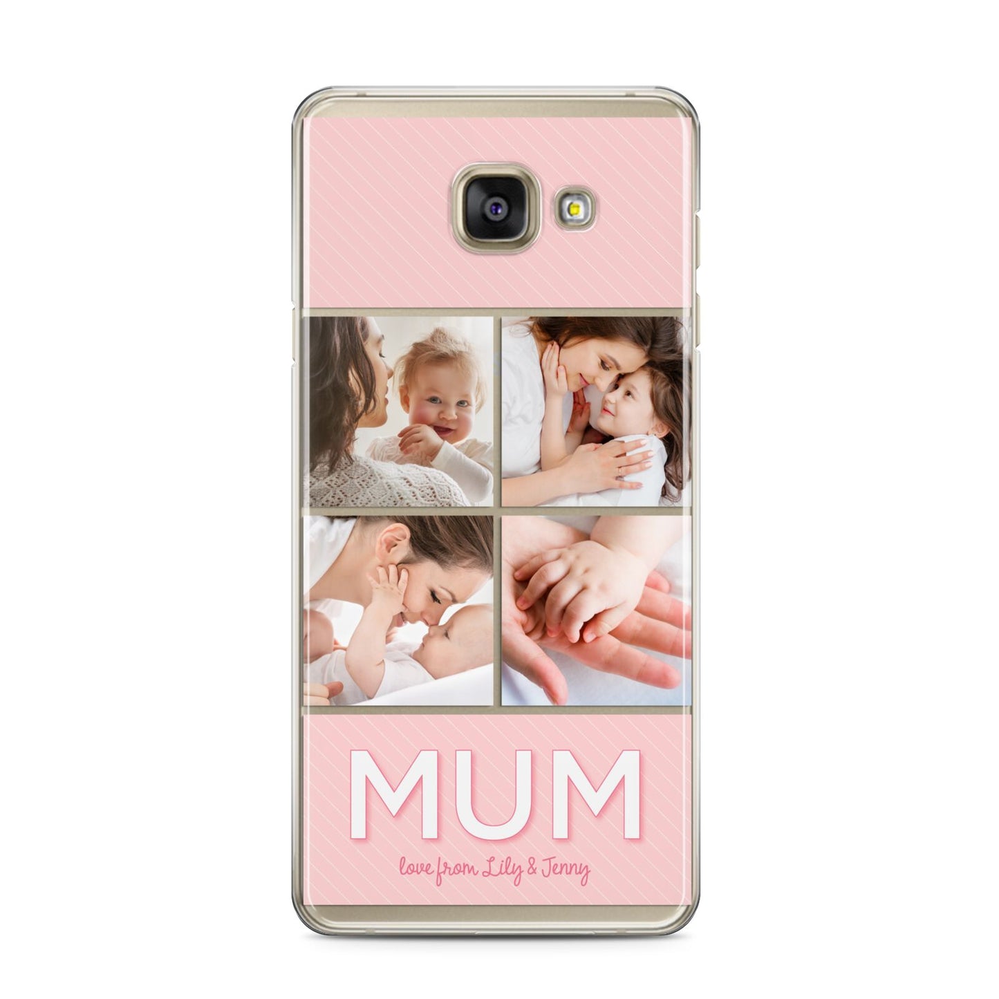 Mum Pink Mothers Day Multi Photo Samsung Galaxy A3 2016 Case on gold phone