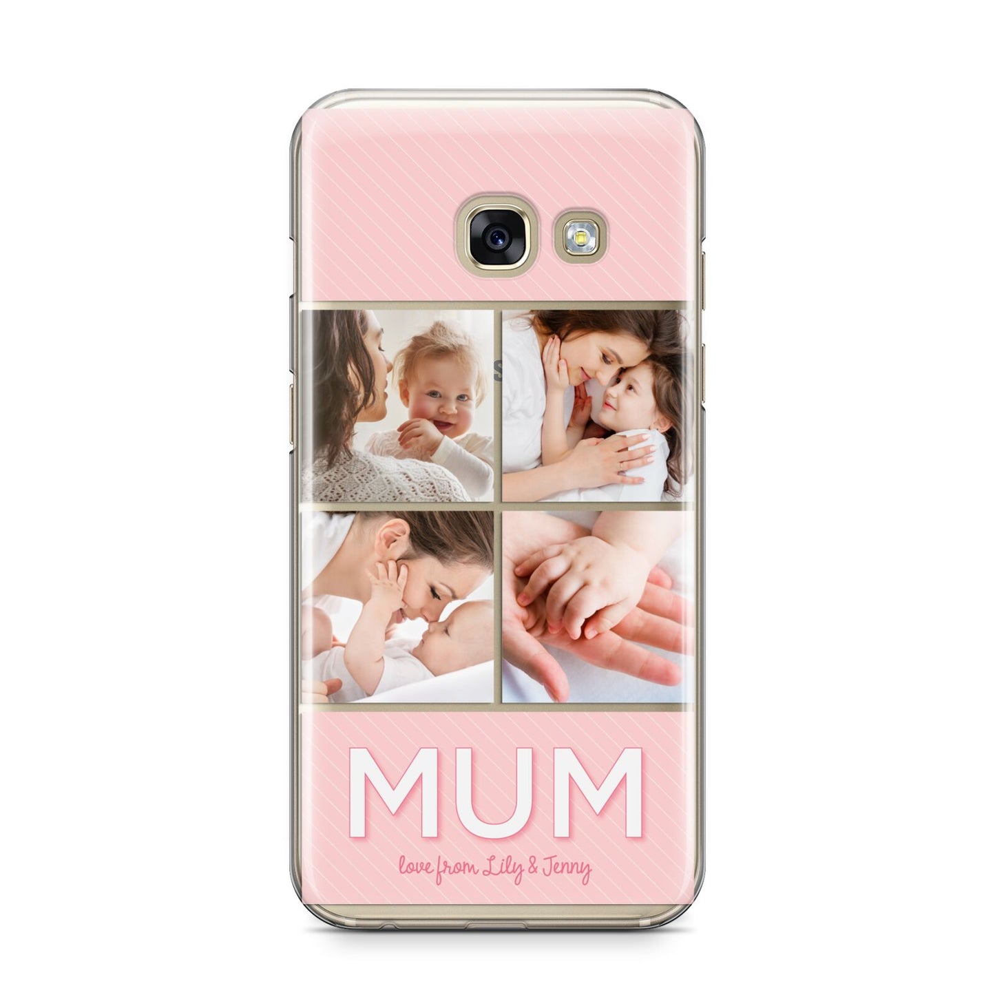 Mum Pink Mothers Day Multi Photo Samsung Galaxy A3 2017 Case on gold phone