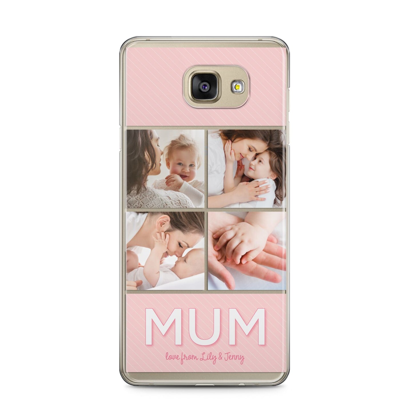 Mum Pink Mothers Day Multi Photo Samsung Galaxy A5 2016 Case on gold phone