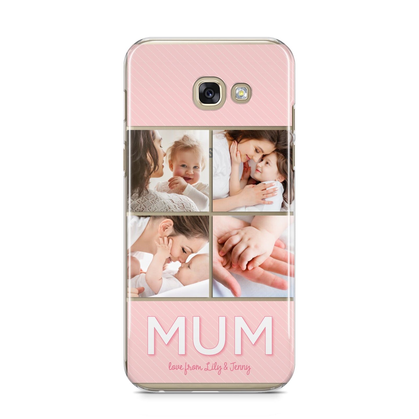 Mum Pink Mothers Day Multi Photo Samsung Galaxy A5 2017 Case on gold phone