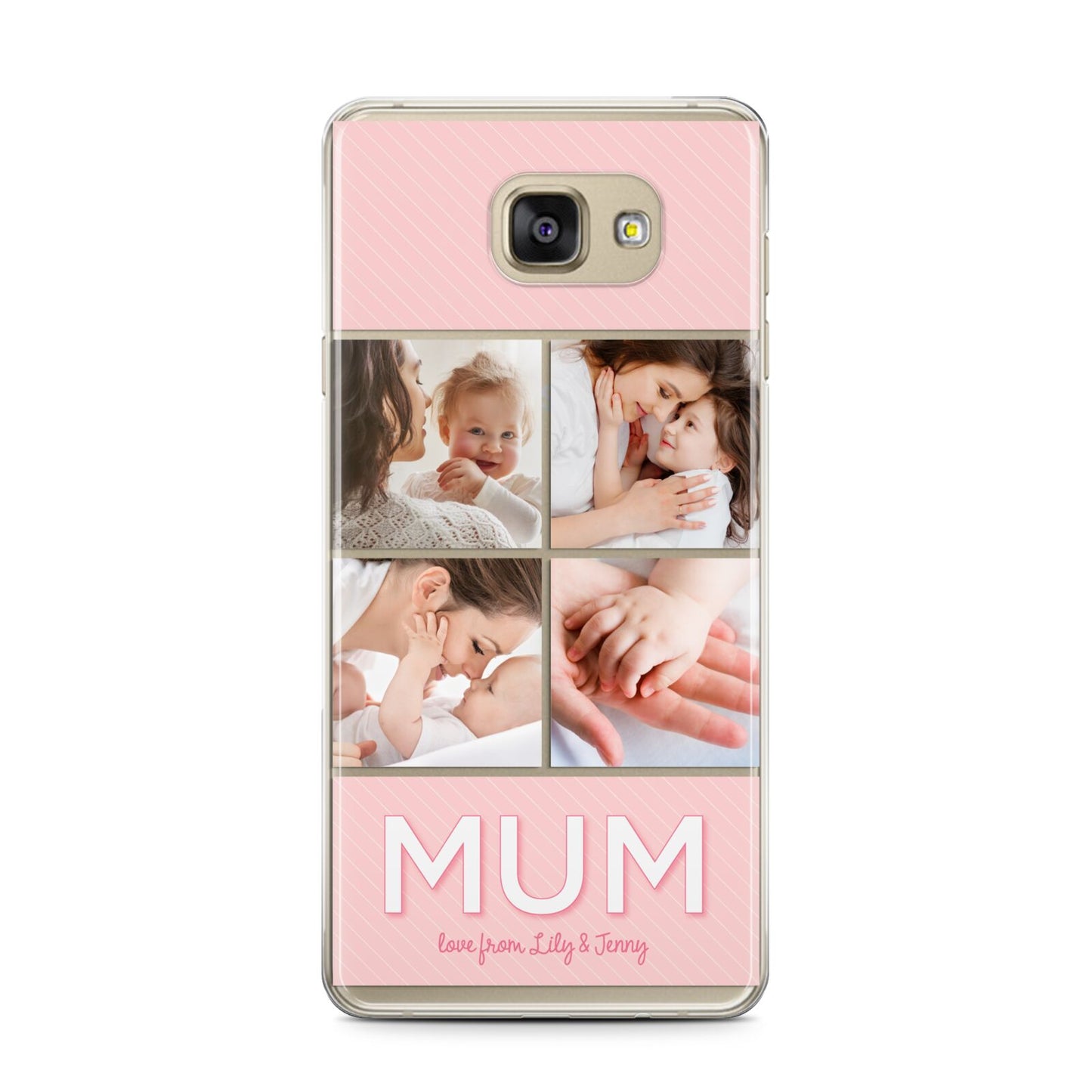 Mum Pink Mothers Day Multi Photo Samsung Galaxy A7 2016 Case on gold phone