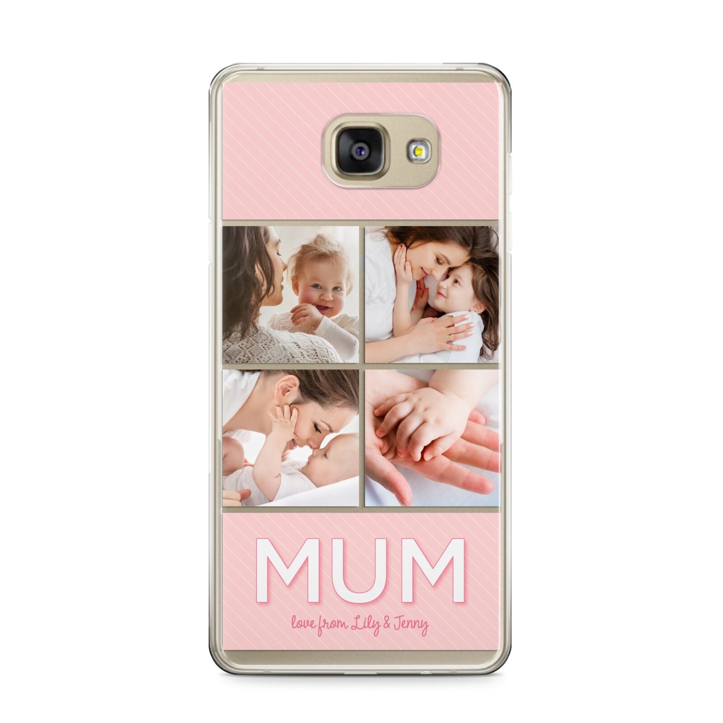 Mum Pink Mothers Day Multi Photo Samsung Galaxy A9 2016 Case on gold phone