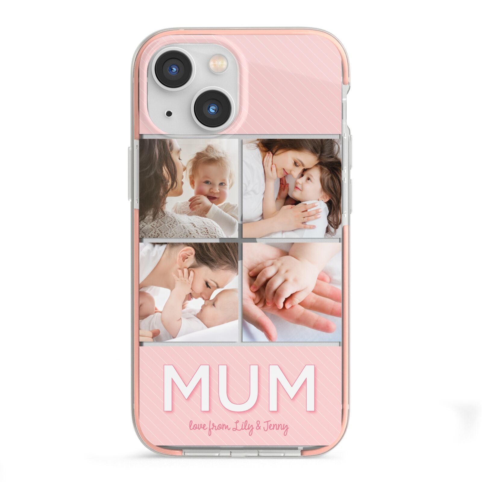 Mum Pink Mothers Day Multi Photo iPhone 13 Mini TPU Impact Case with Pink Edges