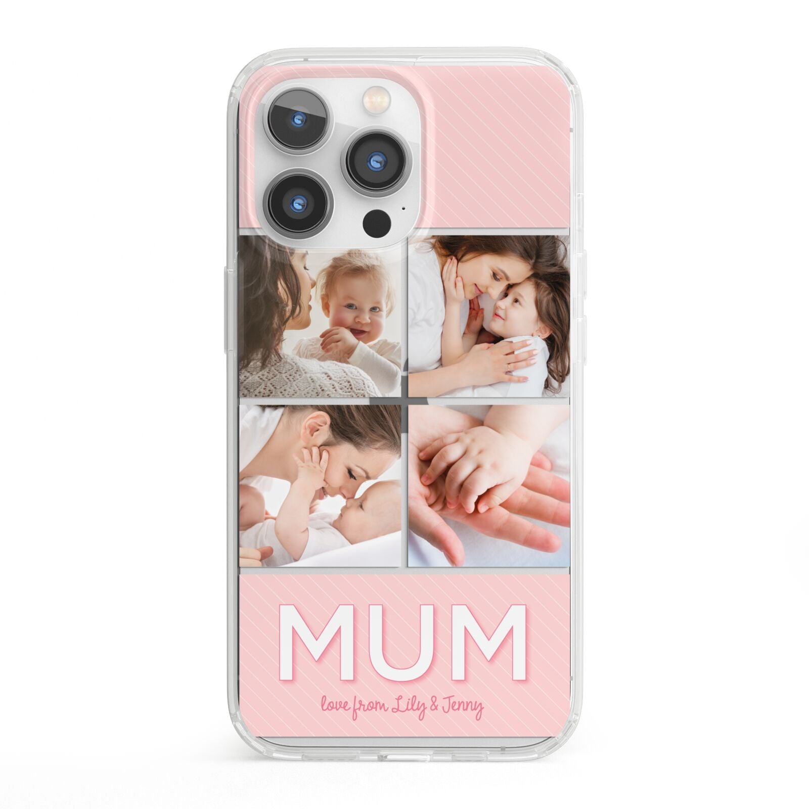 Mum Pink Mothers Day Multi Photo iPhone 13 Pro Clear Bumper Case