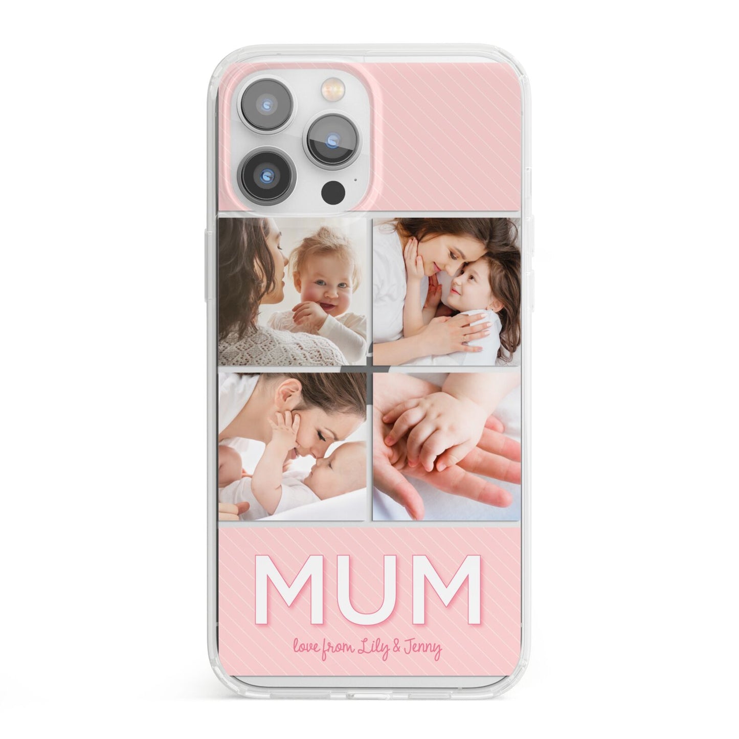 Mum Pink Mothers Day Multi Photo iPhone 13 Pro Max Clear Bumper Case