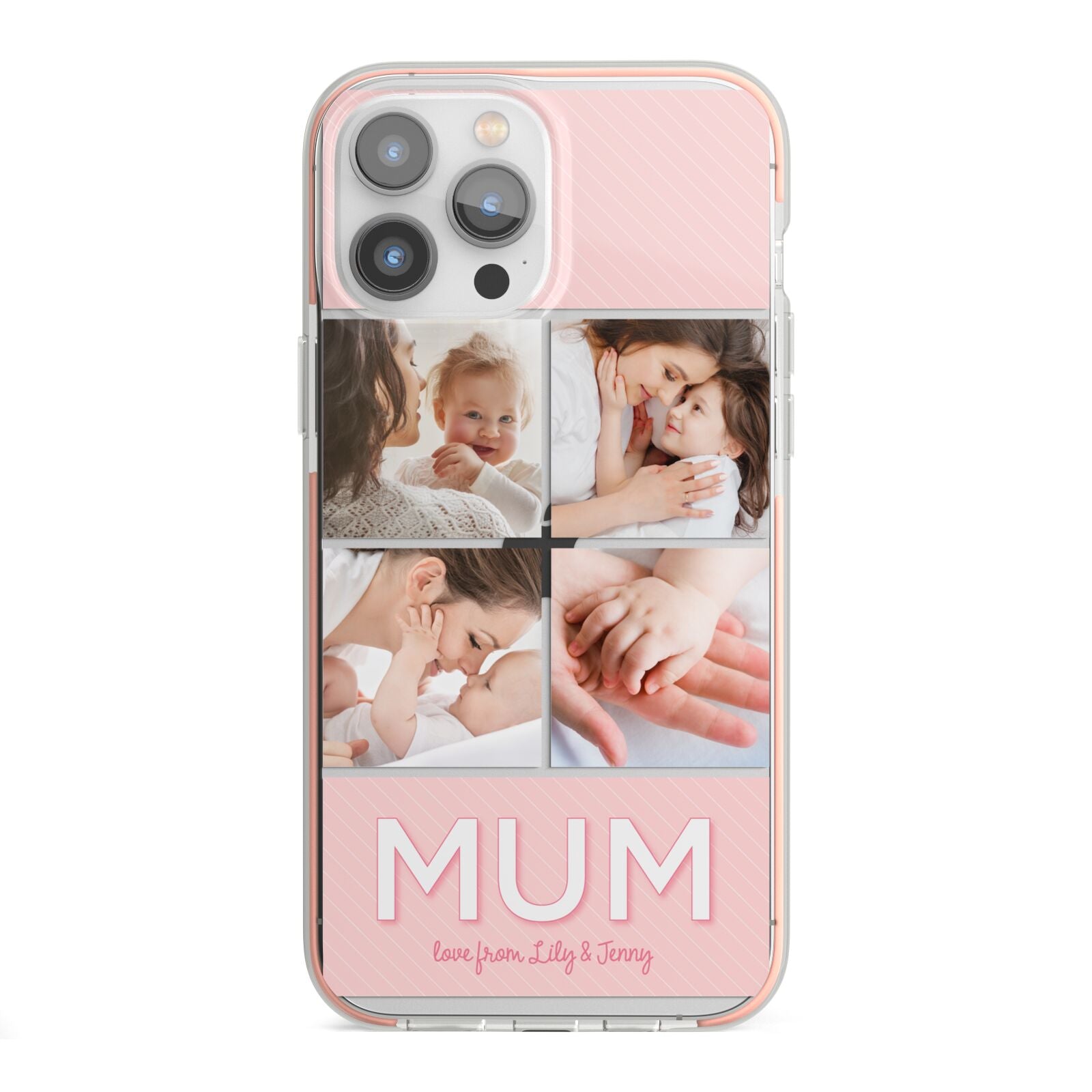 Mum Pink Mothers Day Multi Photo iPhone 13 Pro Max TPU Impact Case with Pink Edges