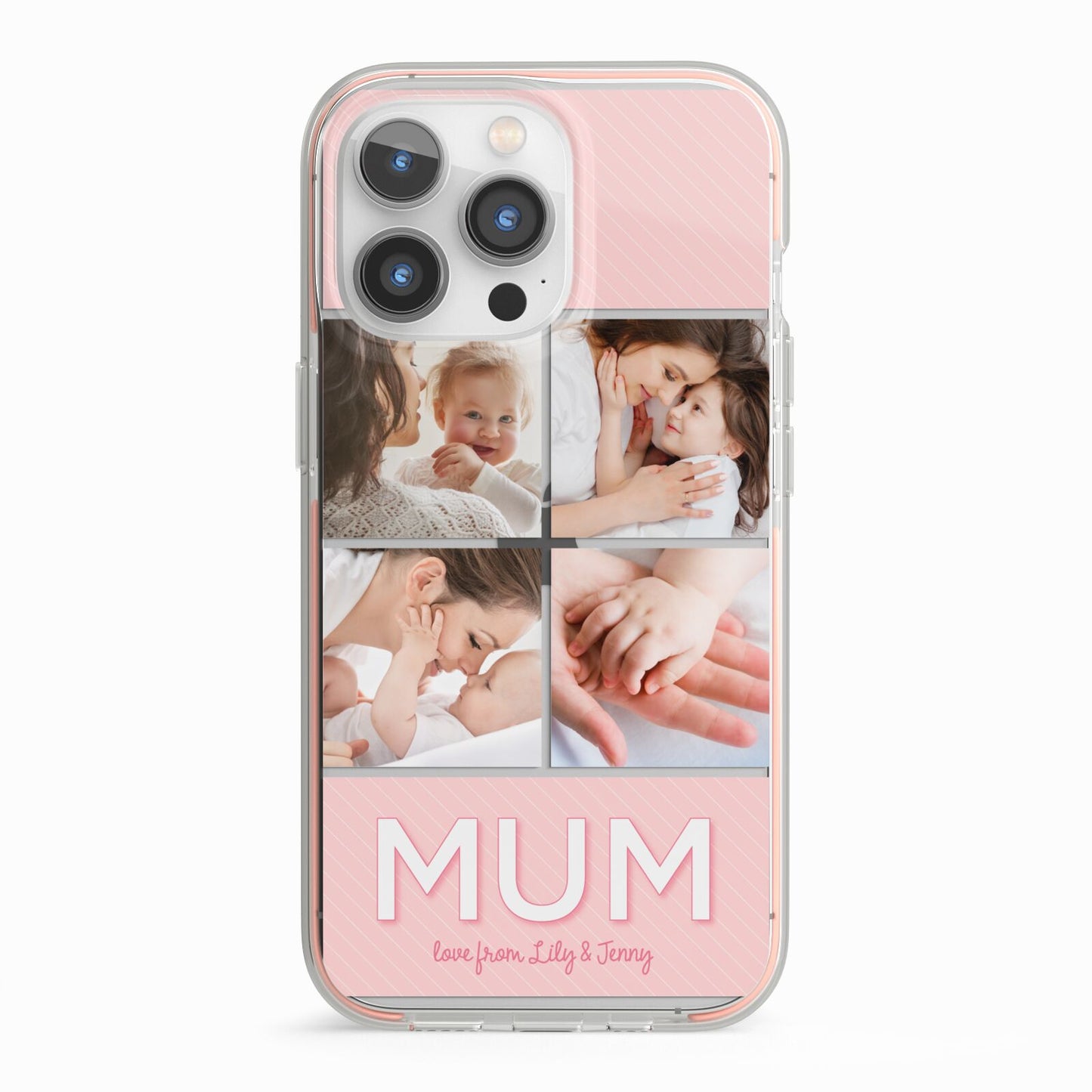 Mum Pink Mothers Day Multi Photo iPhone 13 Pro TPU Impact Case with Pink Edges