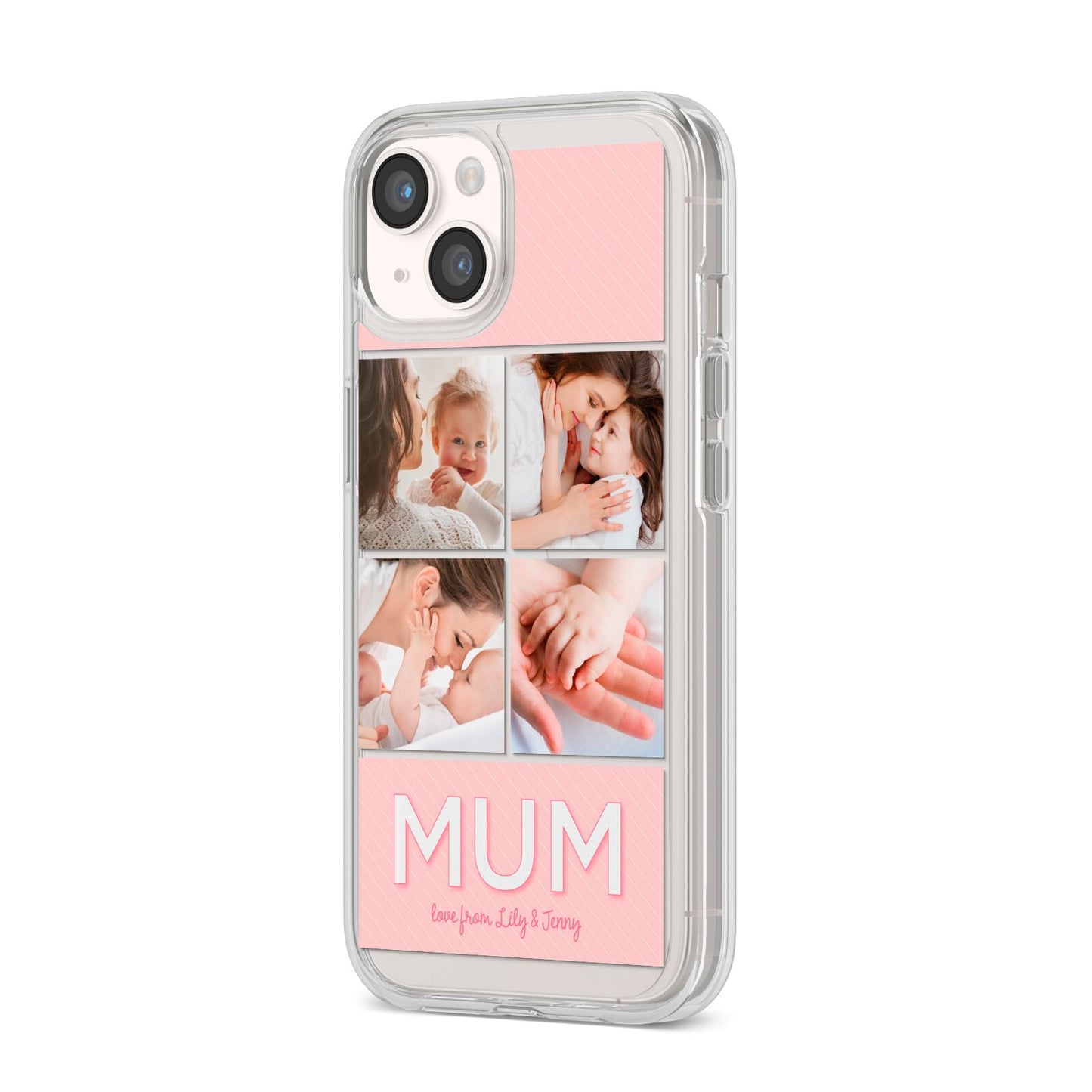 Mum Pink Mothers Day Multi Photo iPhone 14 Clear Tough Case Starlight Angled Image