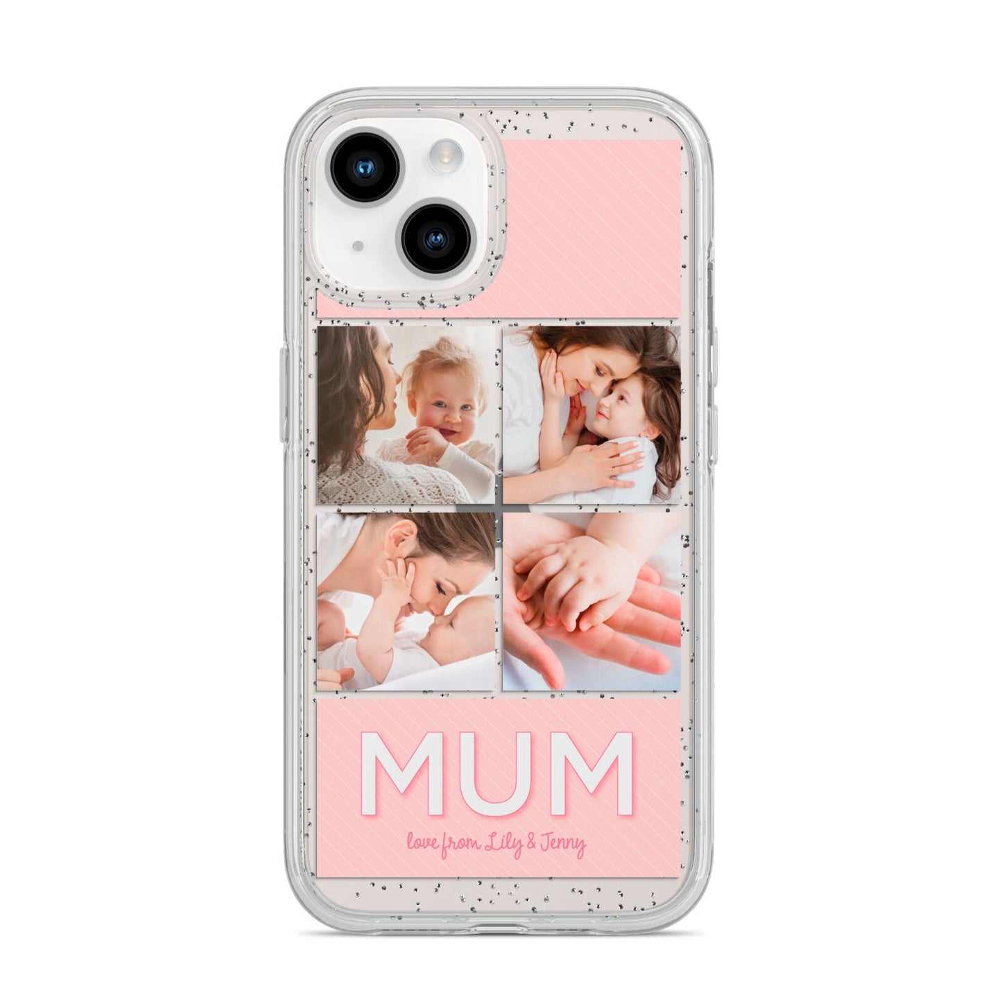 Mum Pink Mothers Day Multi Photo iPhone 14 Glitter Tough Case Starlight