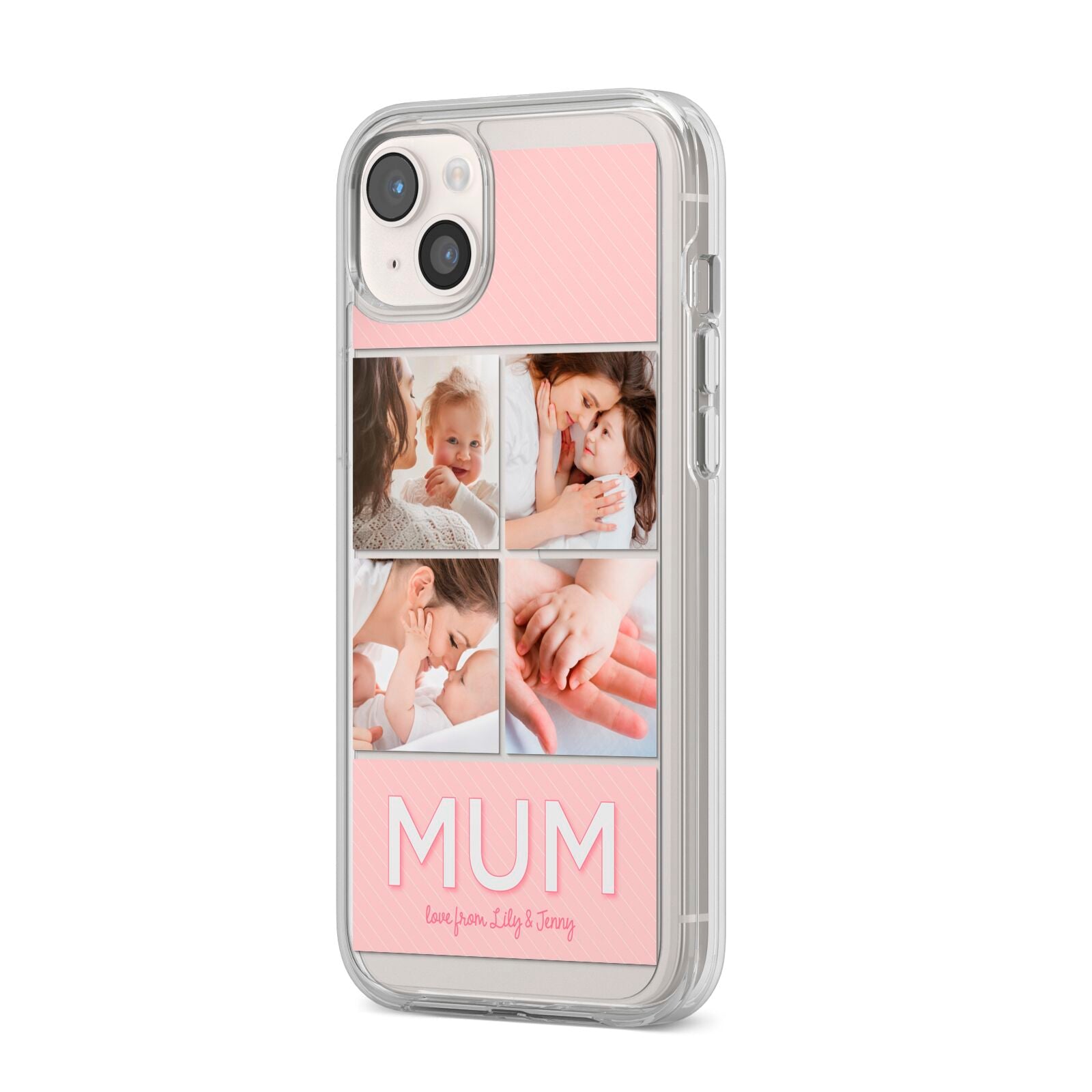 Mum Pink Mothers Day Multi Photo iPhone 14 Plus Clear Tough Case Starlight Angled Image