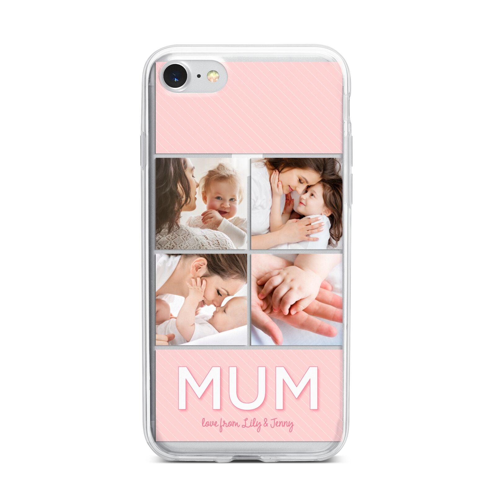 Mum Pink Mothers Day Multi Photo iPhone 7 Bumper Case on Silver iPhone