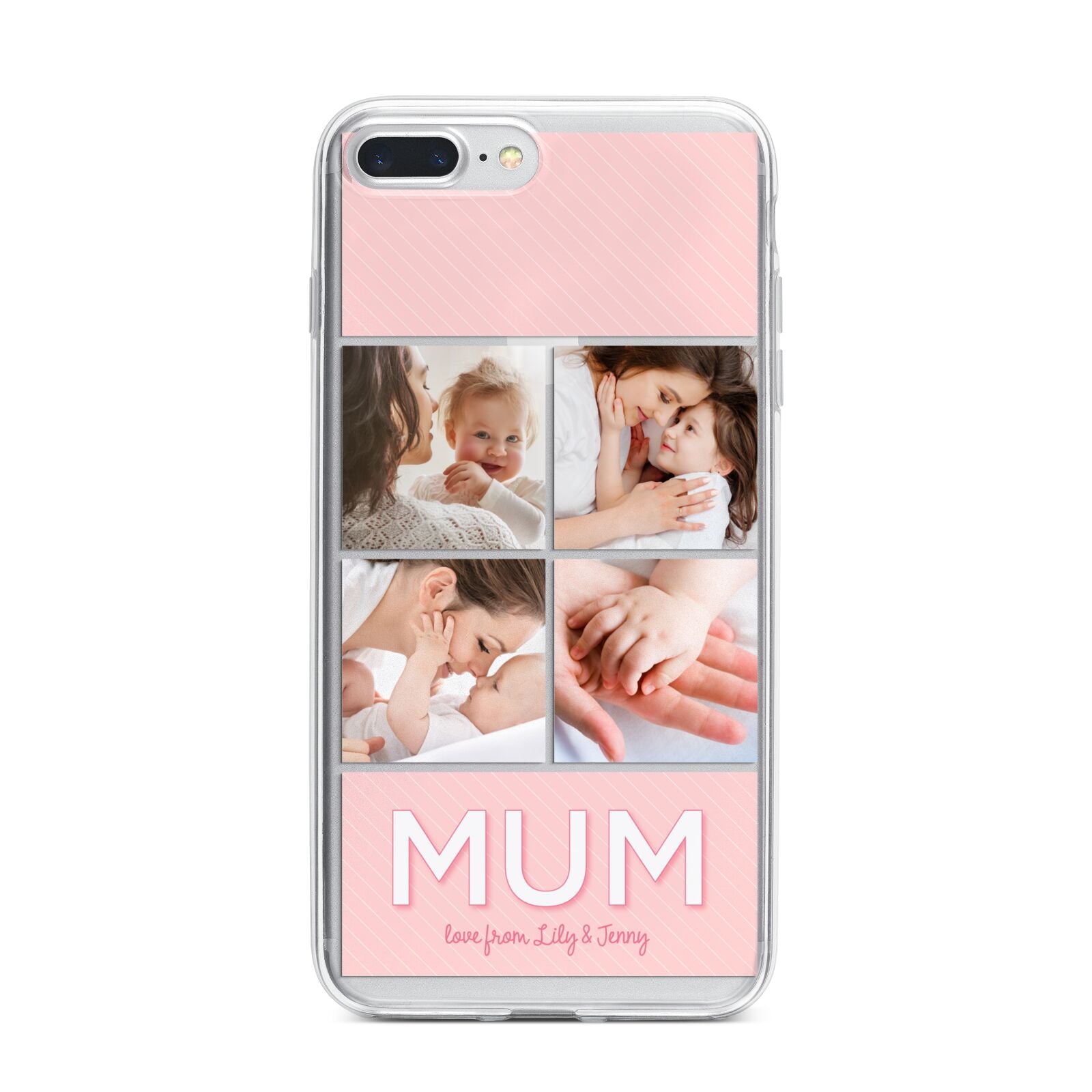 Mum Pink Mothers Day Multi Photo iPhone 7 Plus Bumper Case on Silver iPhone