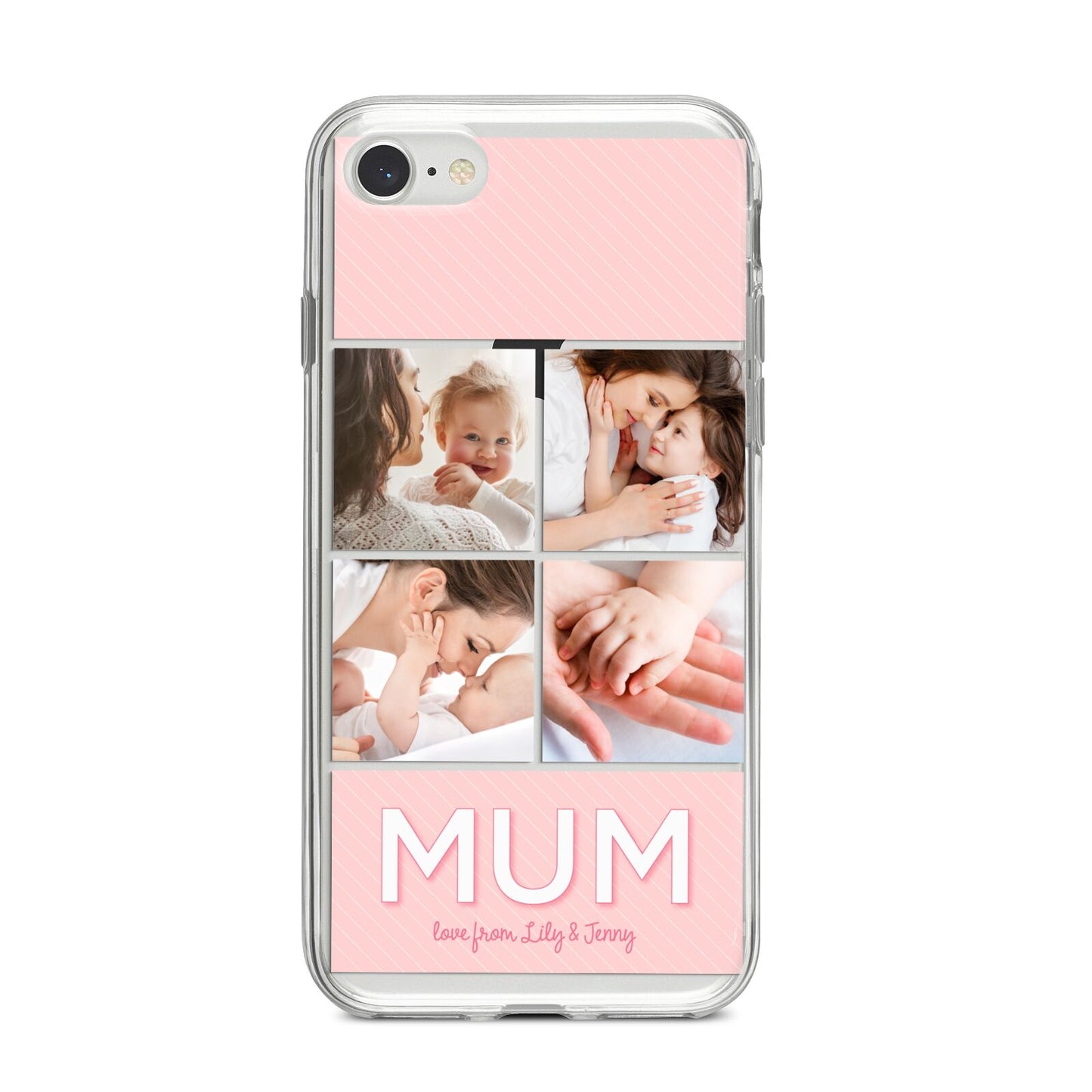 Mum Pink Mothers Day Multi Photo iPhone 8 Bumper Case on Silver iPhone