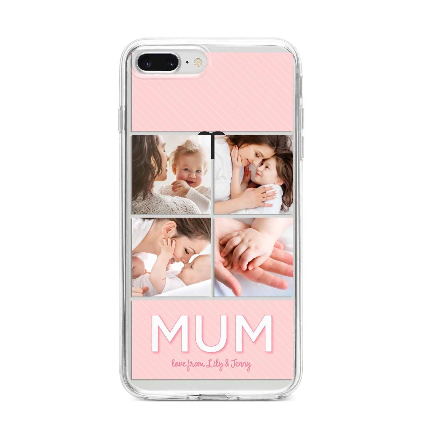 Mum Pink Mothers Day Multi Photo iPhone 8 Plus Bumper Case on Silver iPhone