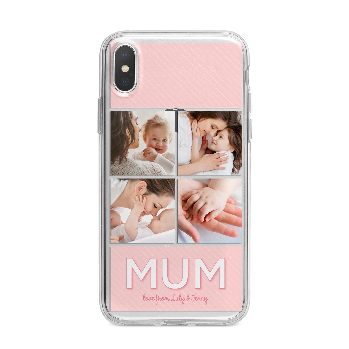 Mum Pink Mothers Day Multi Photo iPhone X Bumper Case on Silver iPhone Alternative Image 1