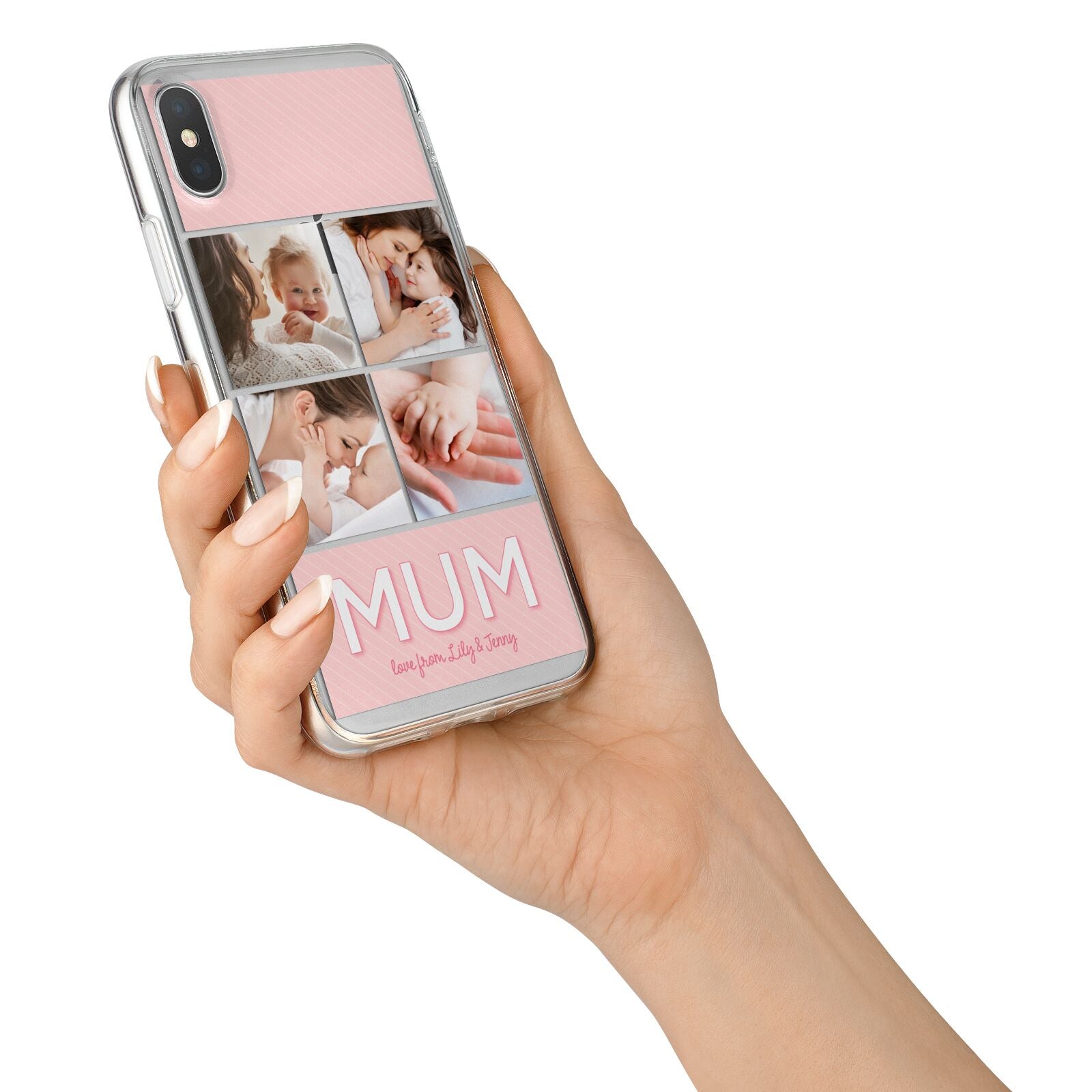 Mum Pink Mothers Day Multi Photo iPhone X Bumper Case on Silver iPhone Alternative Image 2