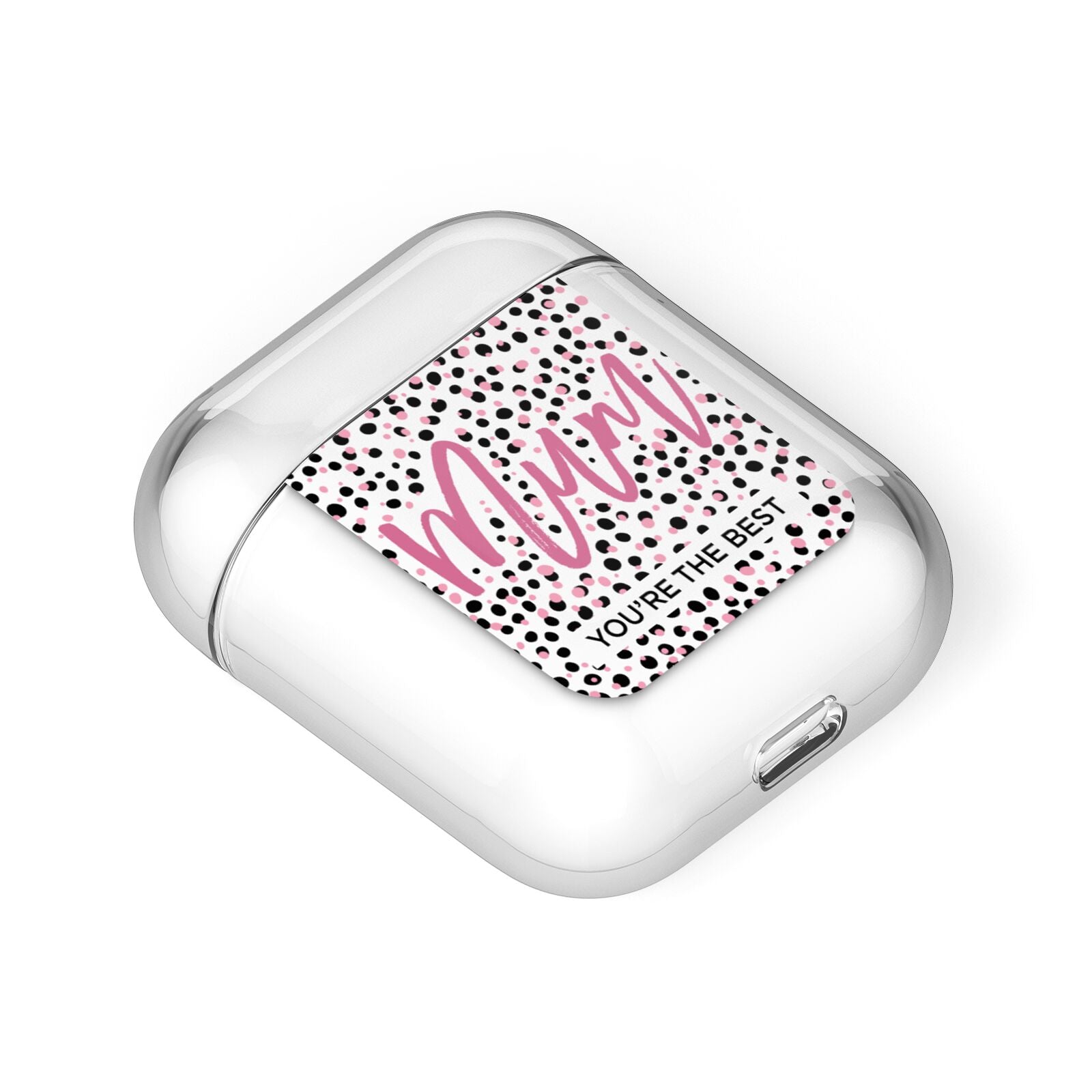 Mum Polka Dots Mothers Day AirPods Case Laid Flat