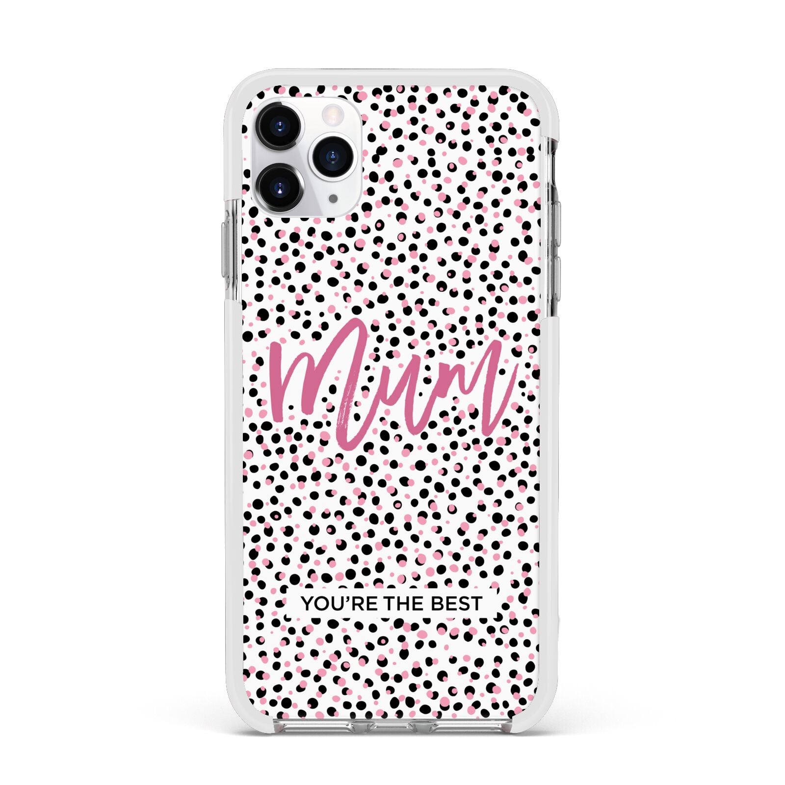 Mum Polka Dots Mothers Day Apple iPhone 11 Pro Max in Silver with White Impact Case