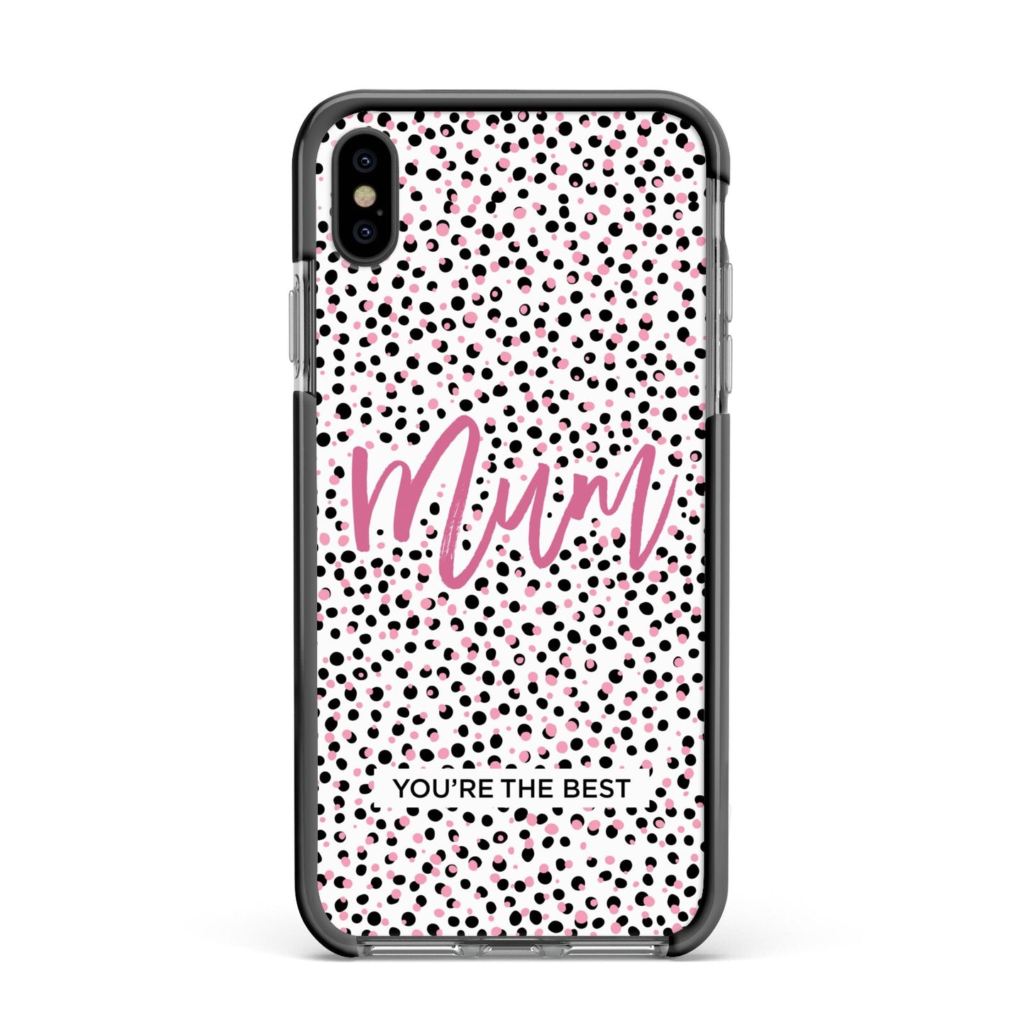 Mum Polka Dots Mothers Day Apple iPhone Xs Max Impact Case Black Edge on Black Phone