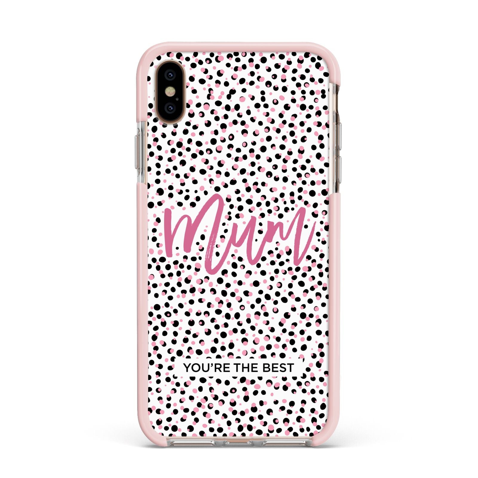 Mum Polka Dots Mothers Day Apple iPhone Xs Max Impact Case Pink Edge on Gold Phone