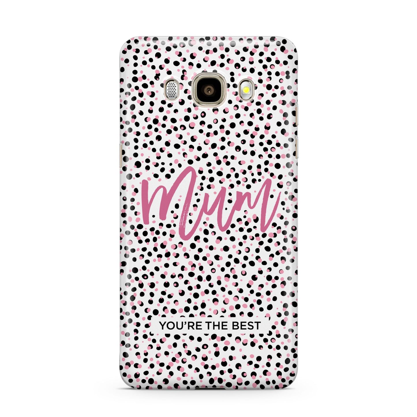 Mum Polka Dots Mothers Day Samsung Galaxy J7 2016 Case on gold phone