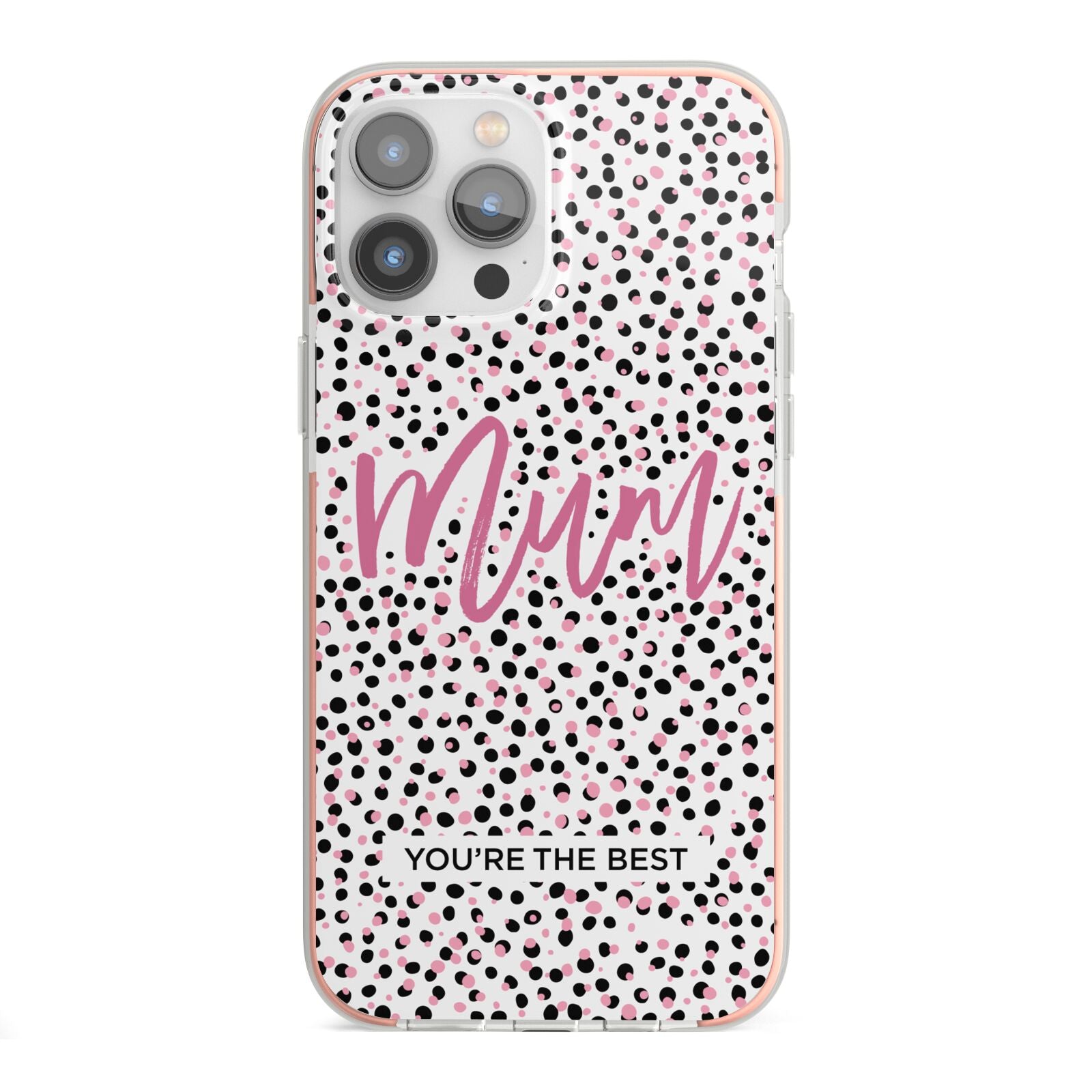 Mum Polka Dots Mothers Day iPhone 13 Pro Max TPU Impact Case with Pink Edges