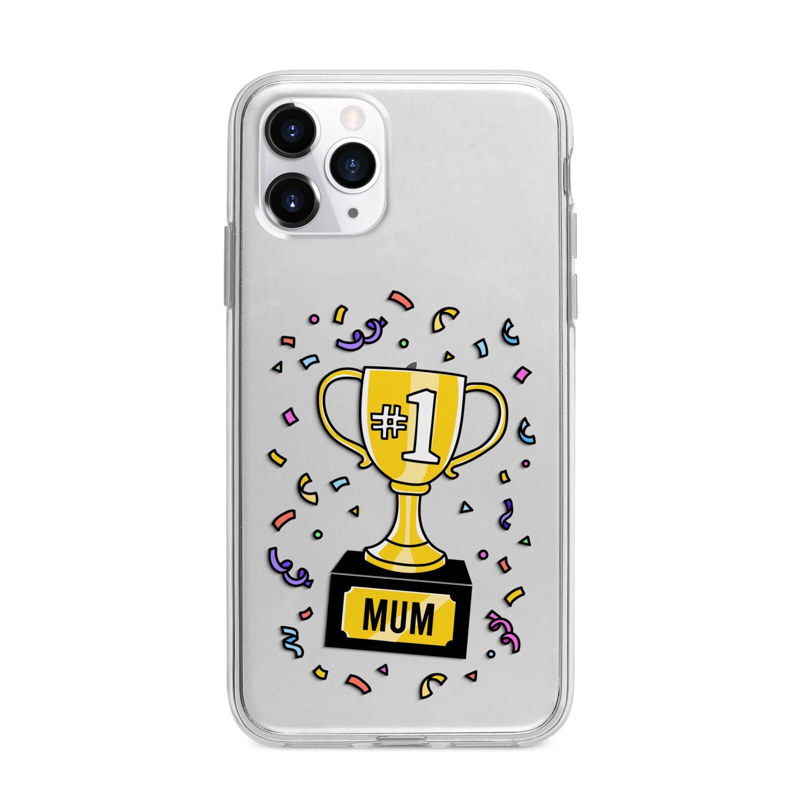 Mum Trophy Mothers Day Apple iPhone 11 Pro Max in Silver with Bumper Case