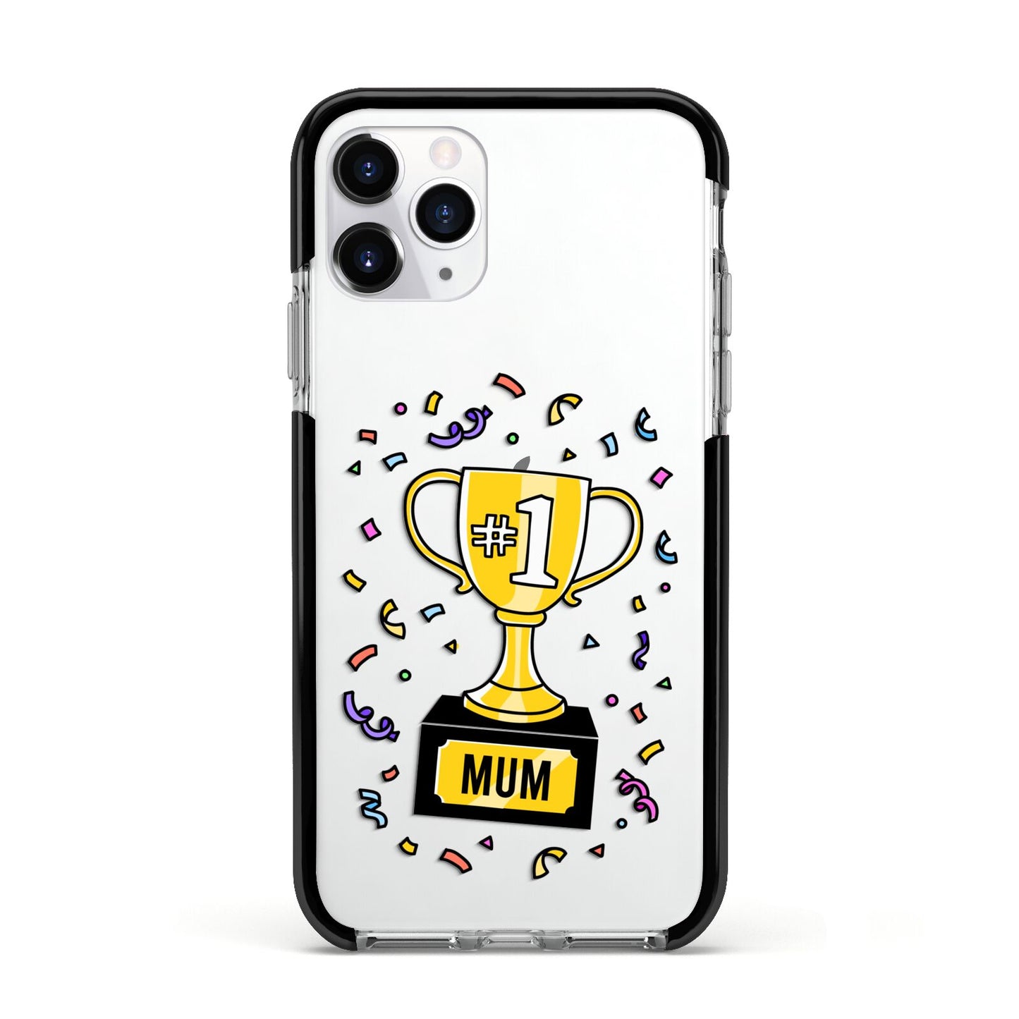 Mum Trophy Mothers Day Apple iPhone 11 Pro in Silver with Black Impact Case