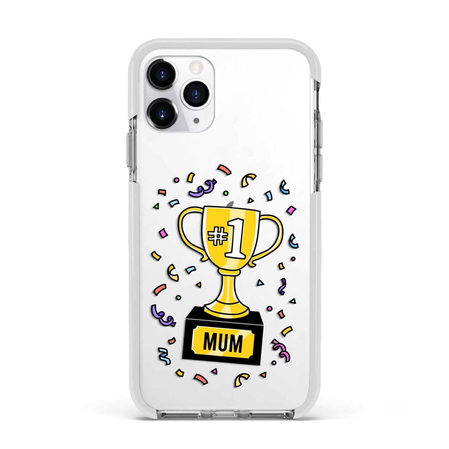 Mum Trophy Mothers Day Apple iPhone 11 Pro in Silver with White Impact Case