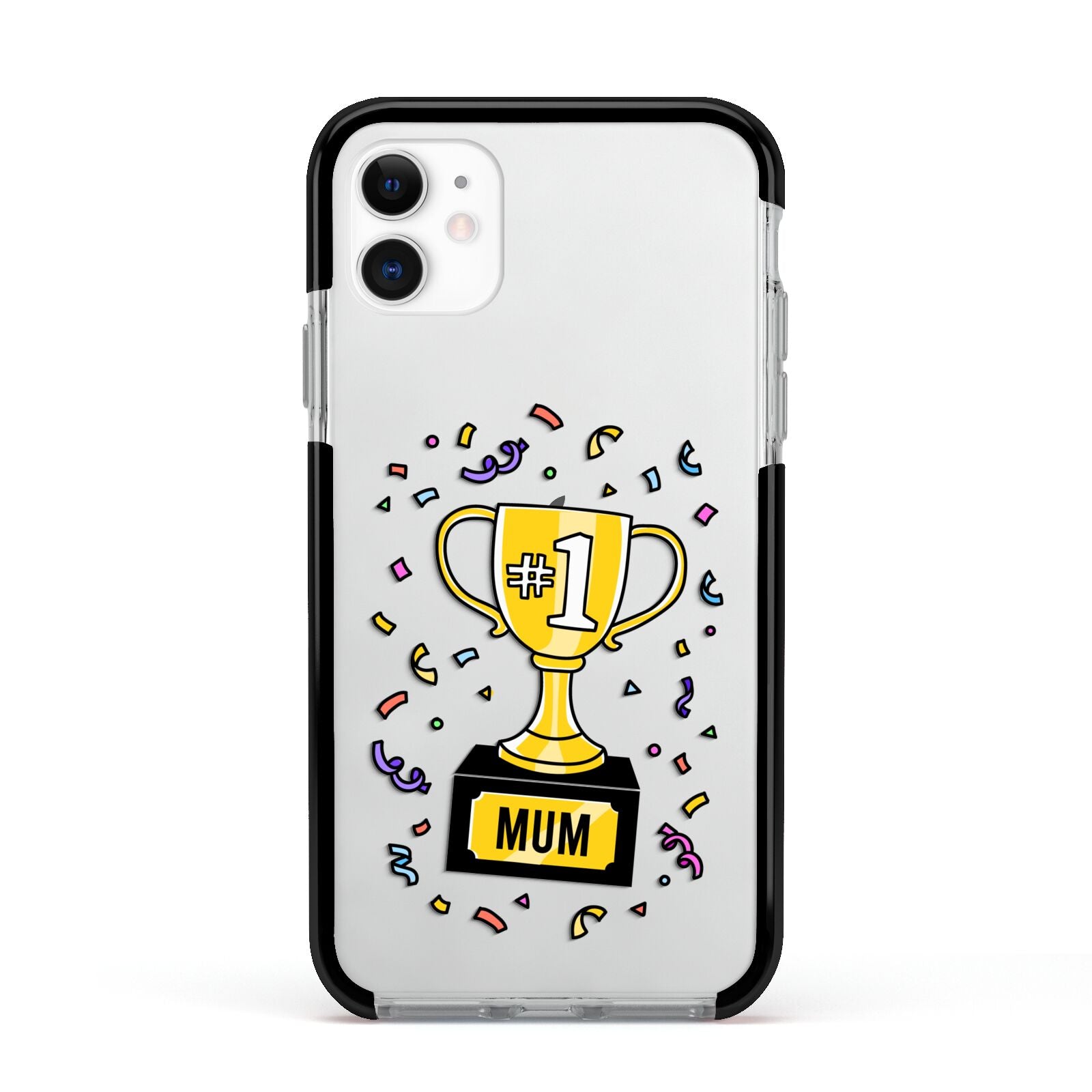 Mum Trophy Mothers Day Apple iPhone 11 in White with Black Impact Case