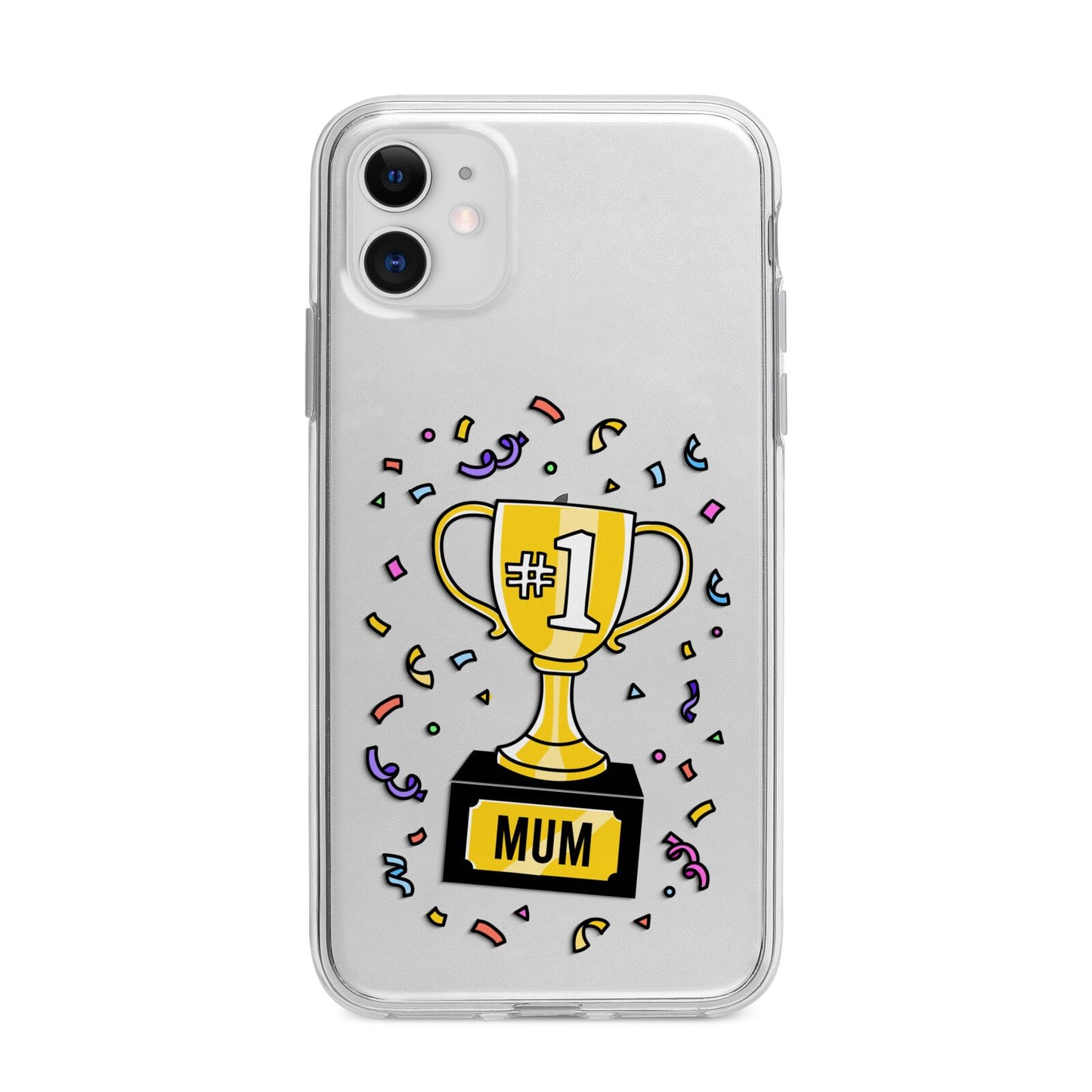 Mum Trophy Mothers Day Apple iPhone 11 in White with Bumper Case